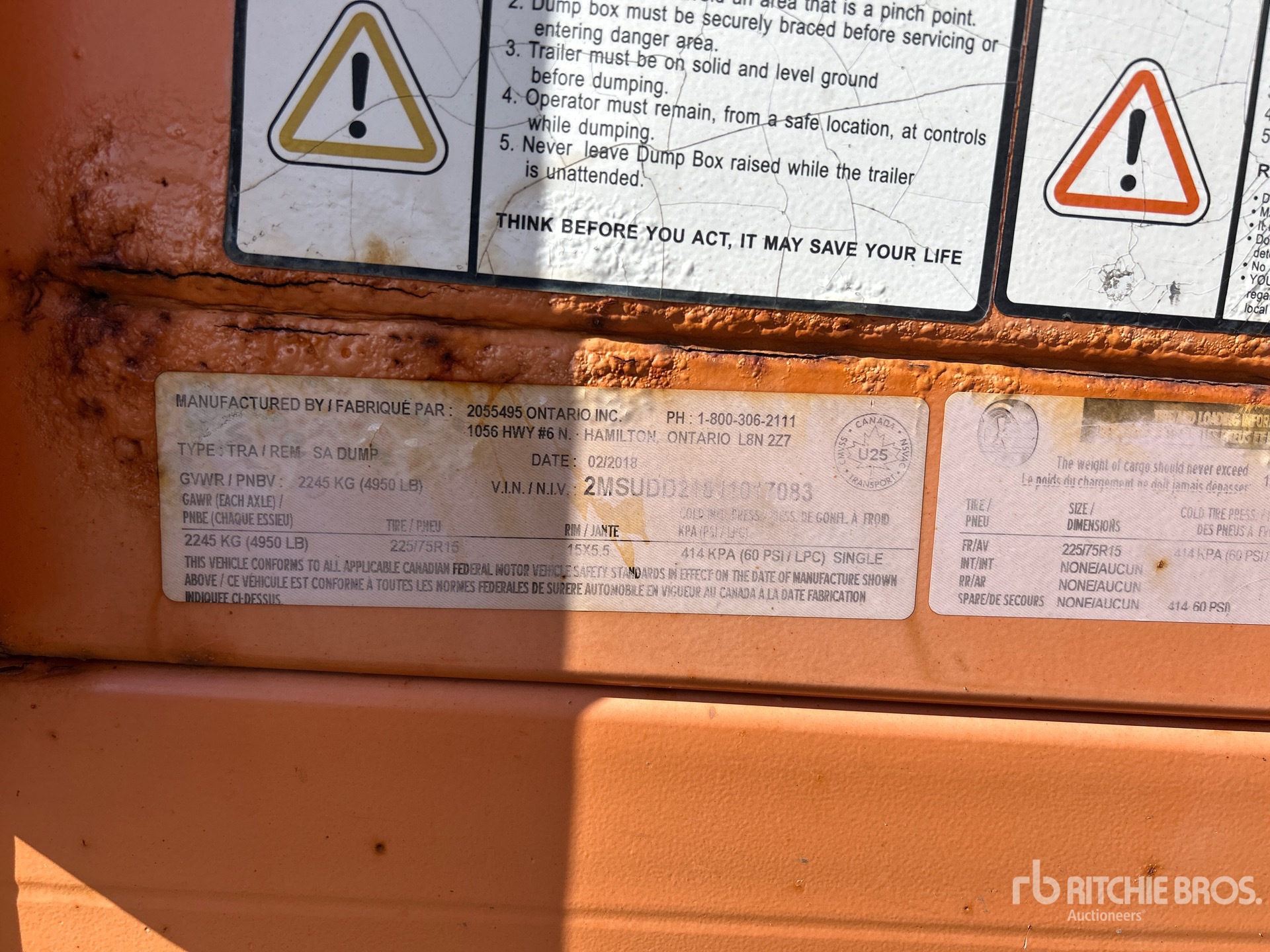 General Appearance with Serial Number / VIN