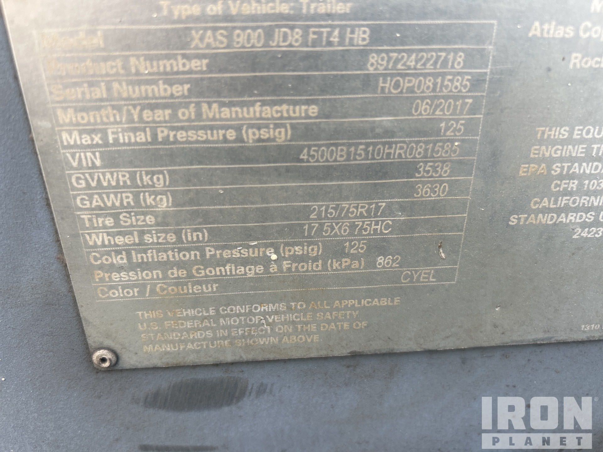 General Appearance with Serial Number / VIN