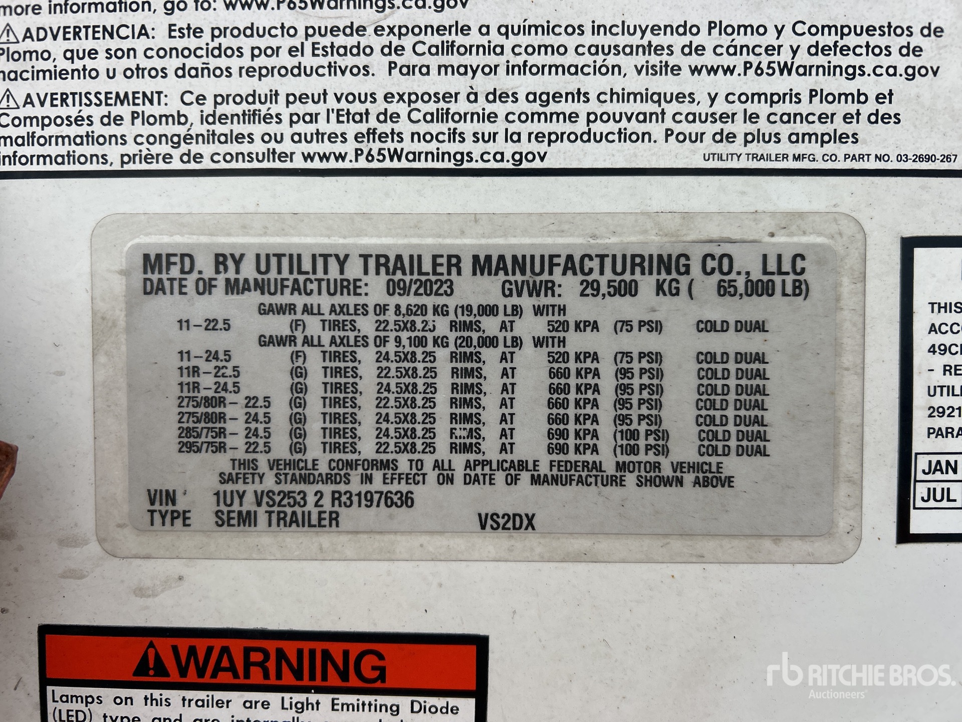 General Appearance with Serial Number / VIN
