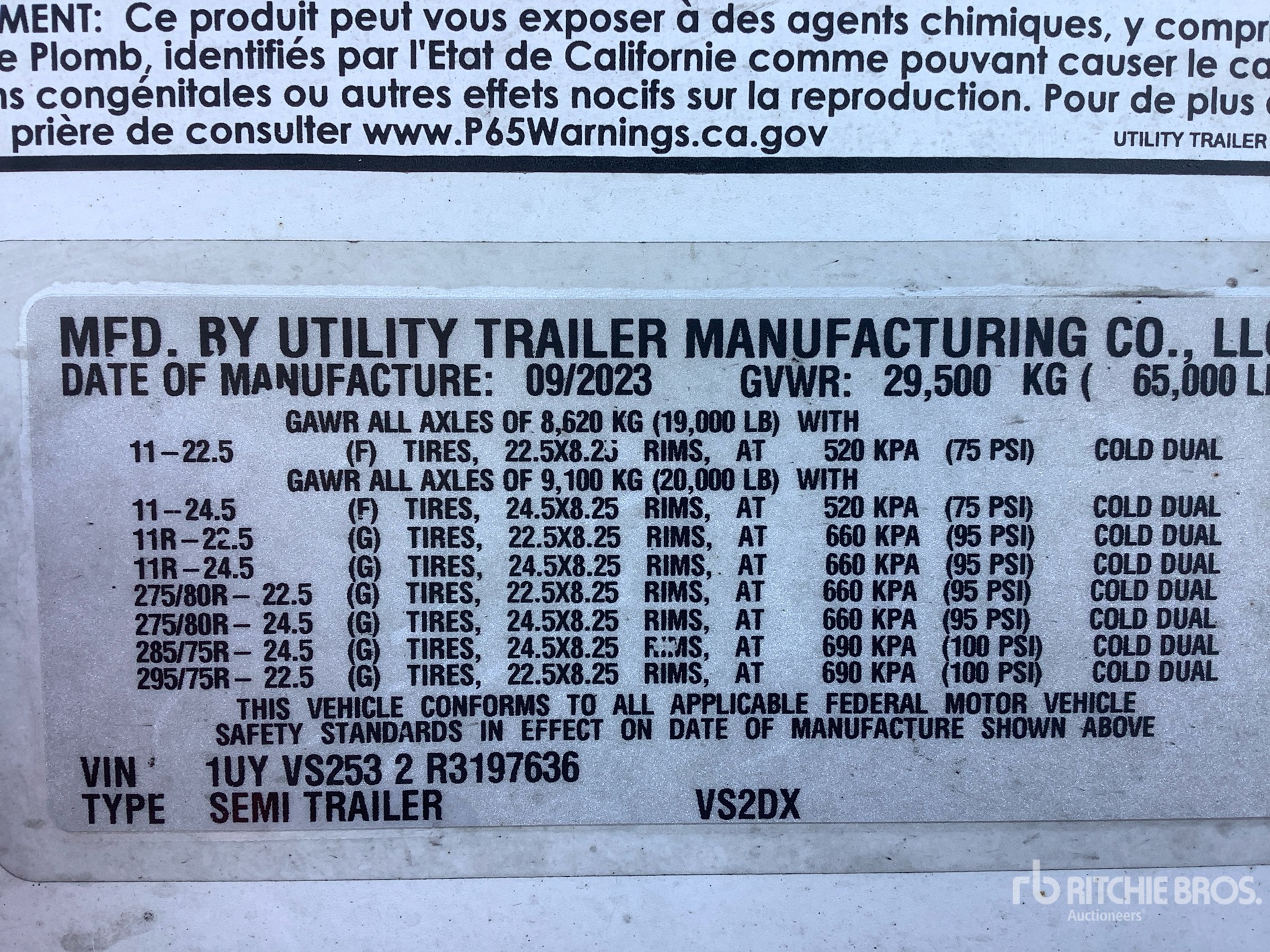 General Appearance with Serial Number / VIN