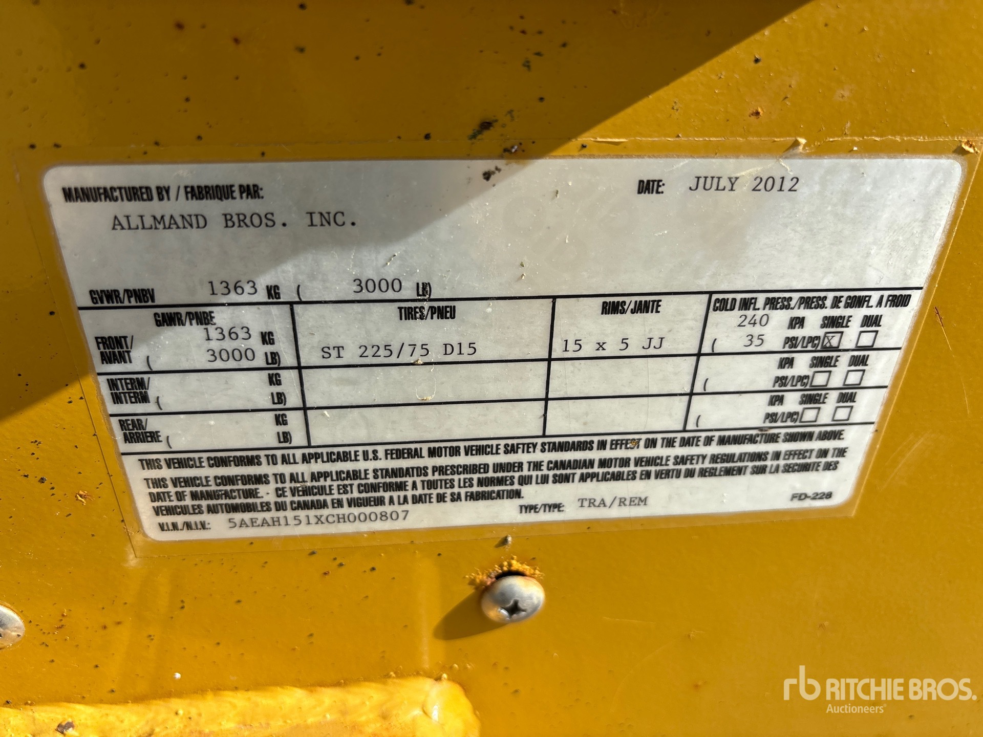 General Appearance with Serial Number / VIN