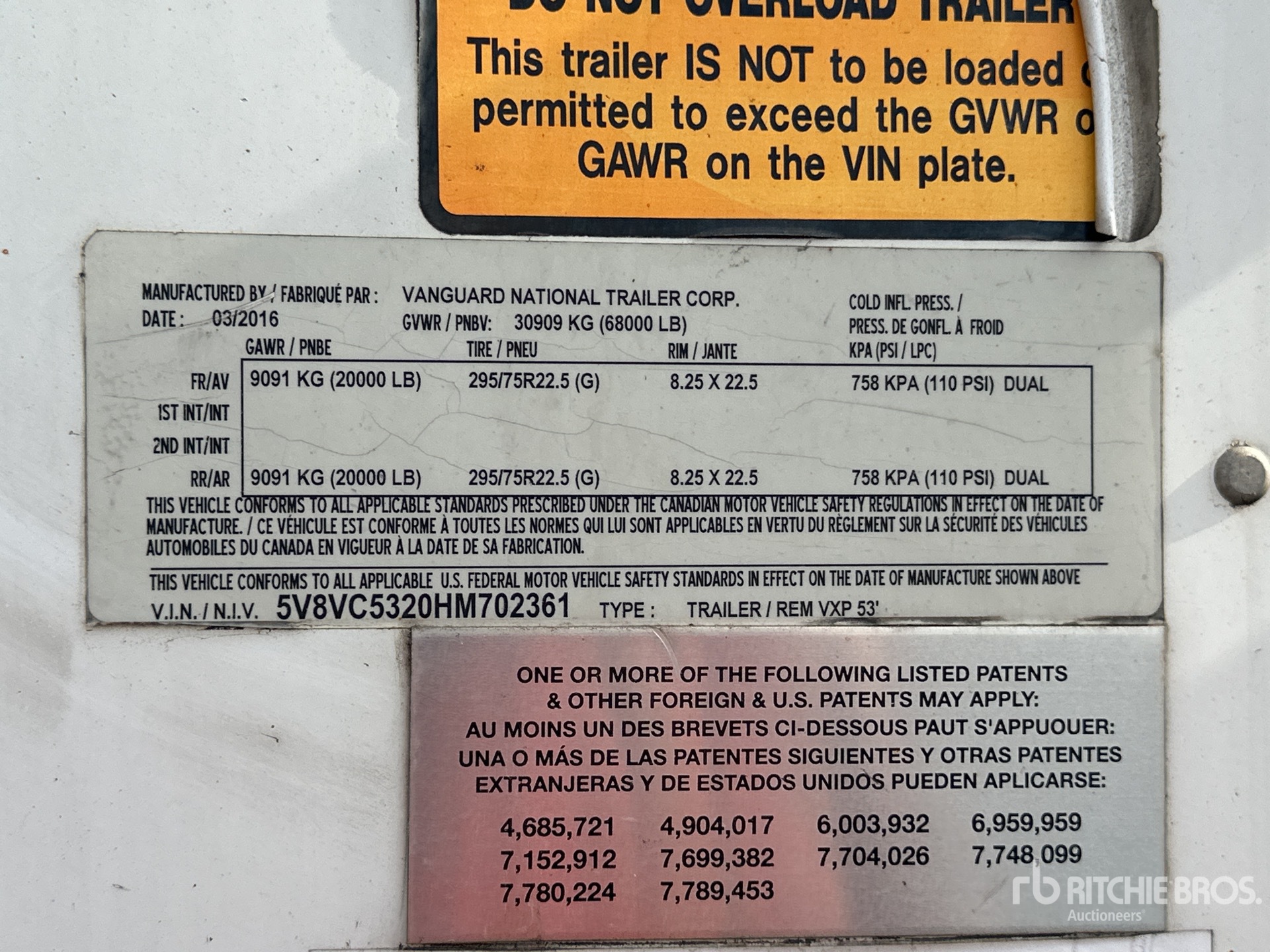 General Appearance with Serial Number / VIN
