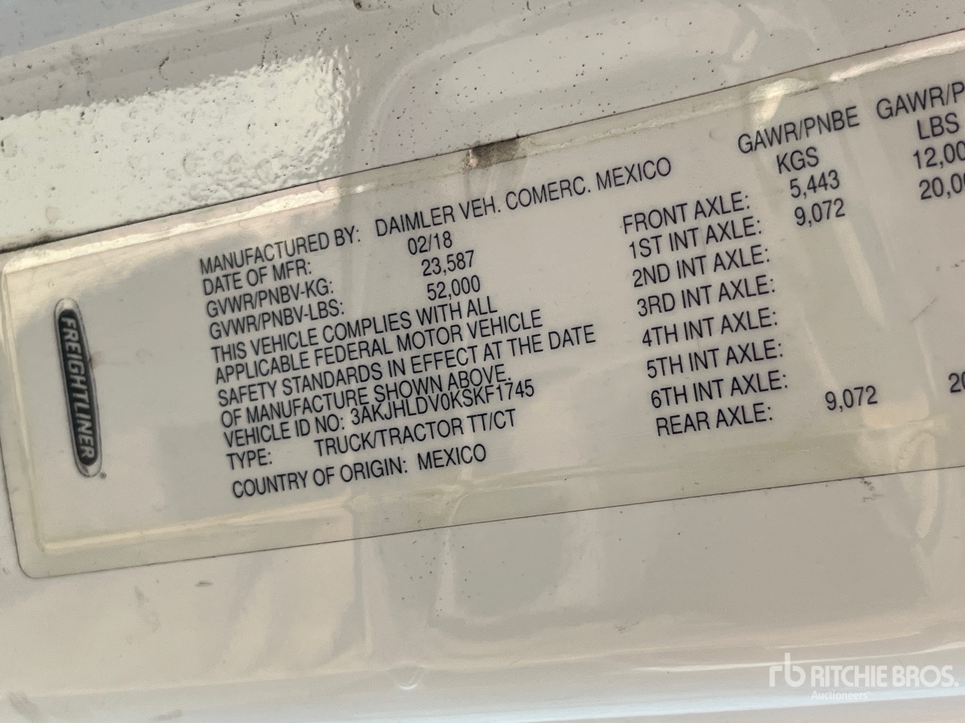 General Appearance with Serial Number / VIN