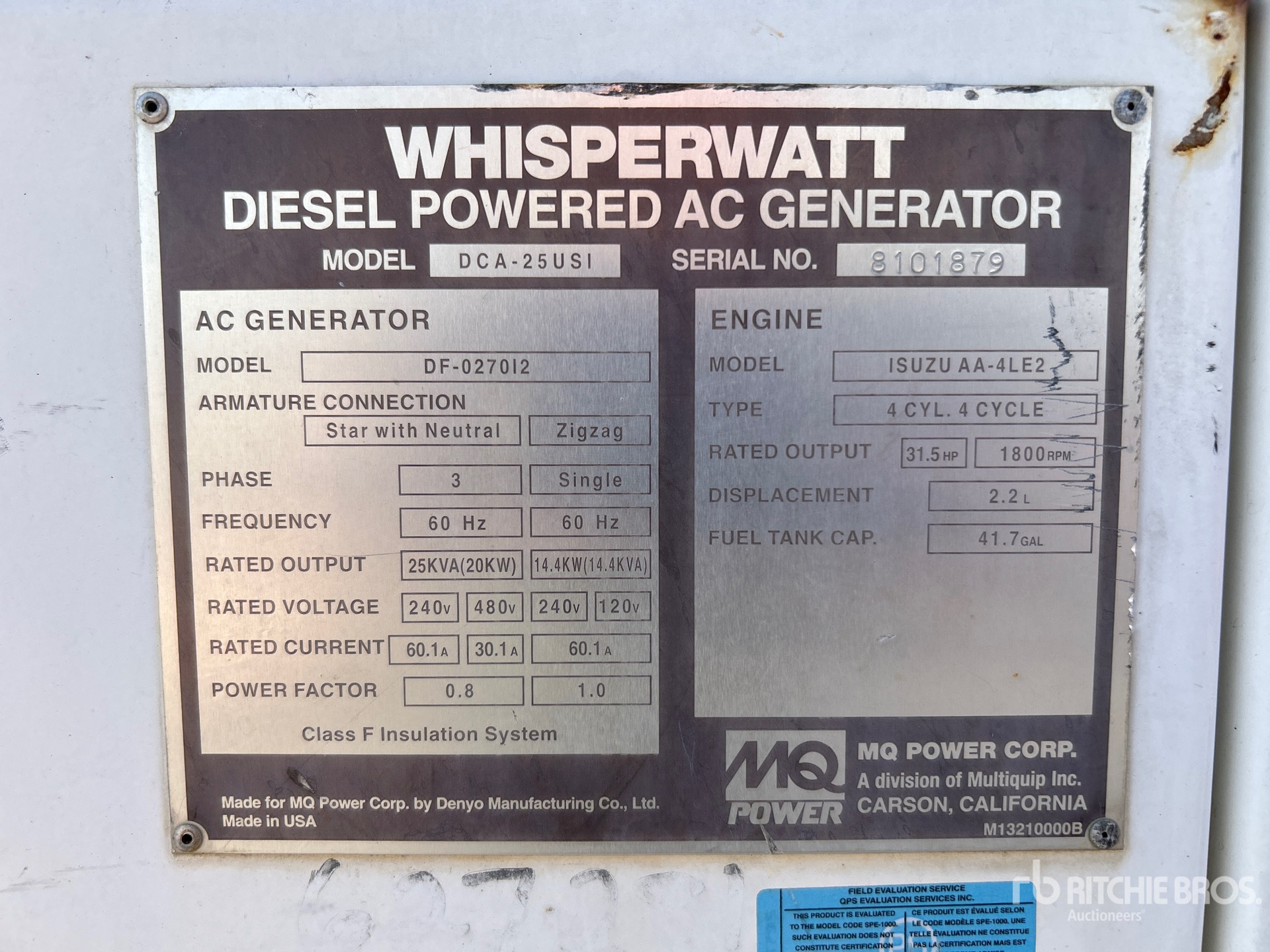 General Appearance with Serial Number / VIN