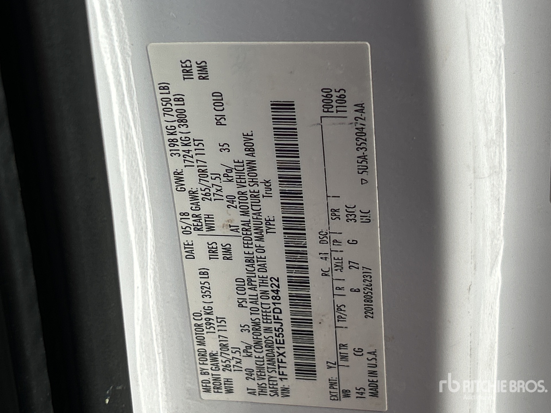 General Appearance with Serial Number / VIN