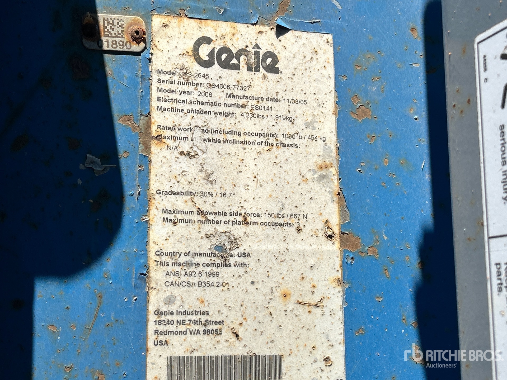 General Appearance with Serial Number / VIN