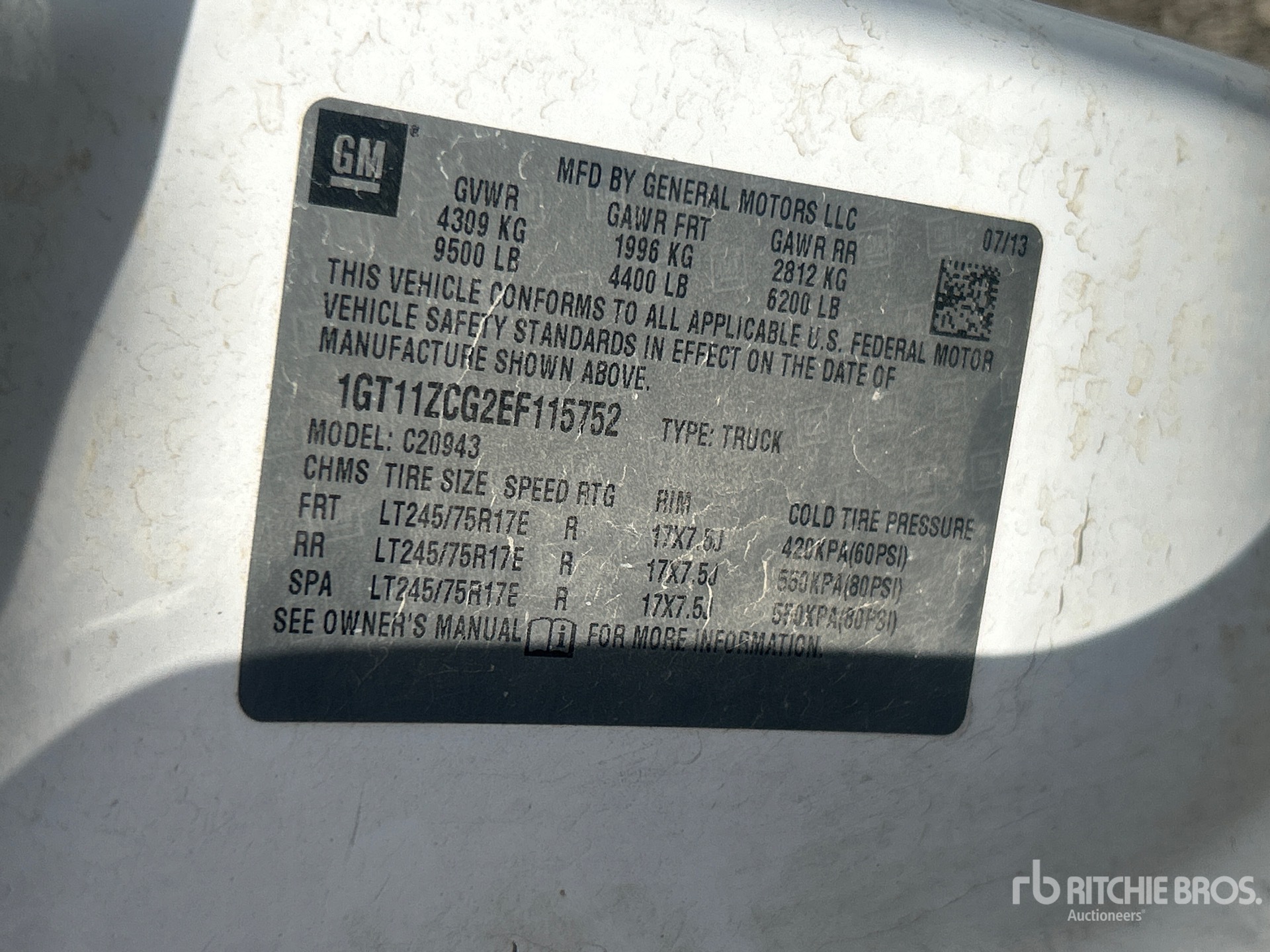 General Appearance with Serial Number / VIN