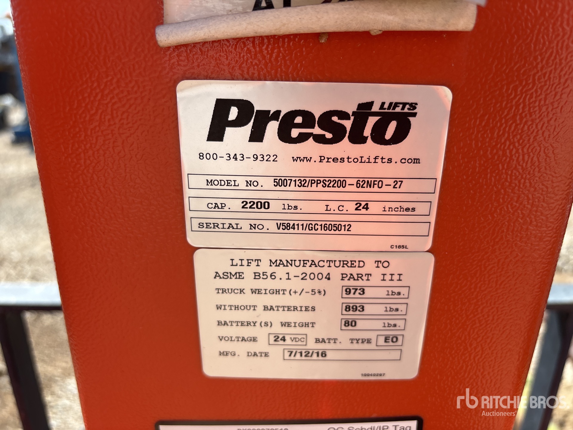 General Appearance with Serial Number / VIN