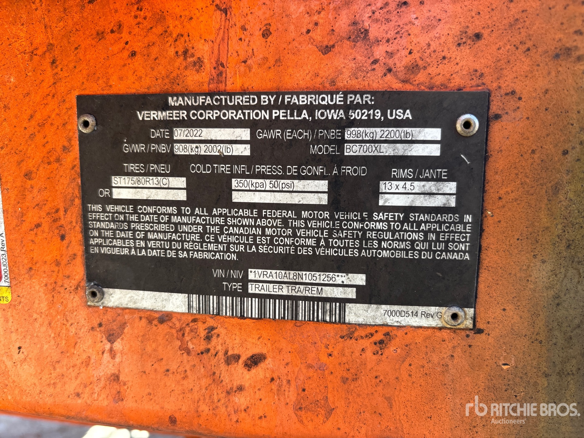 General Appearance with Serial Number / VIN