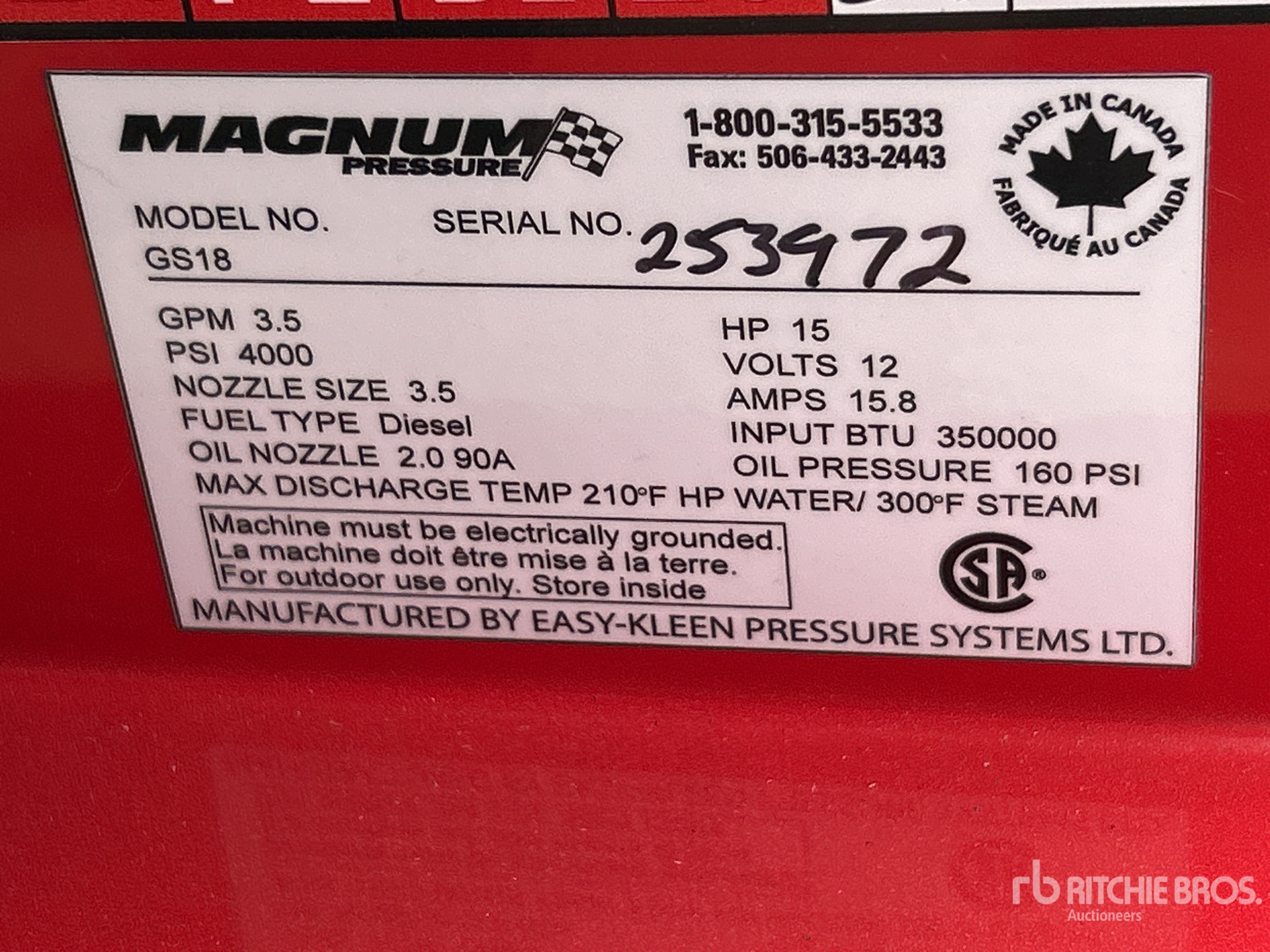 General Appearance with Serial Number / VIN