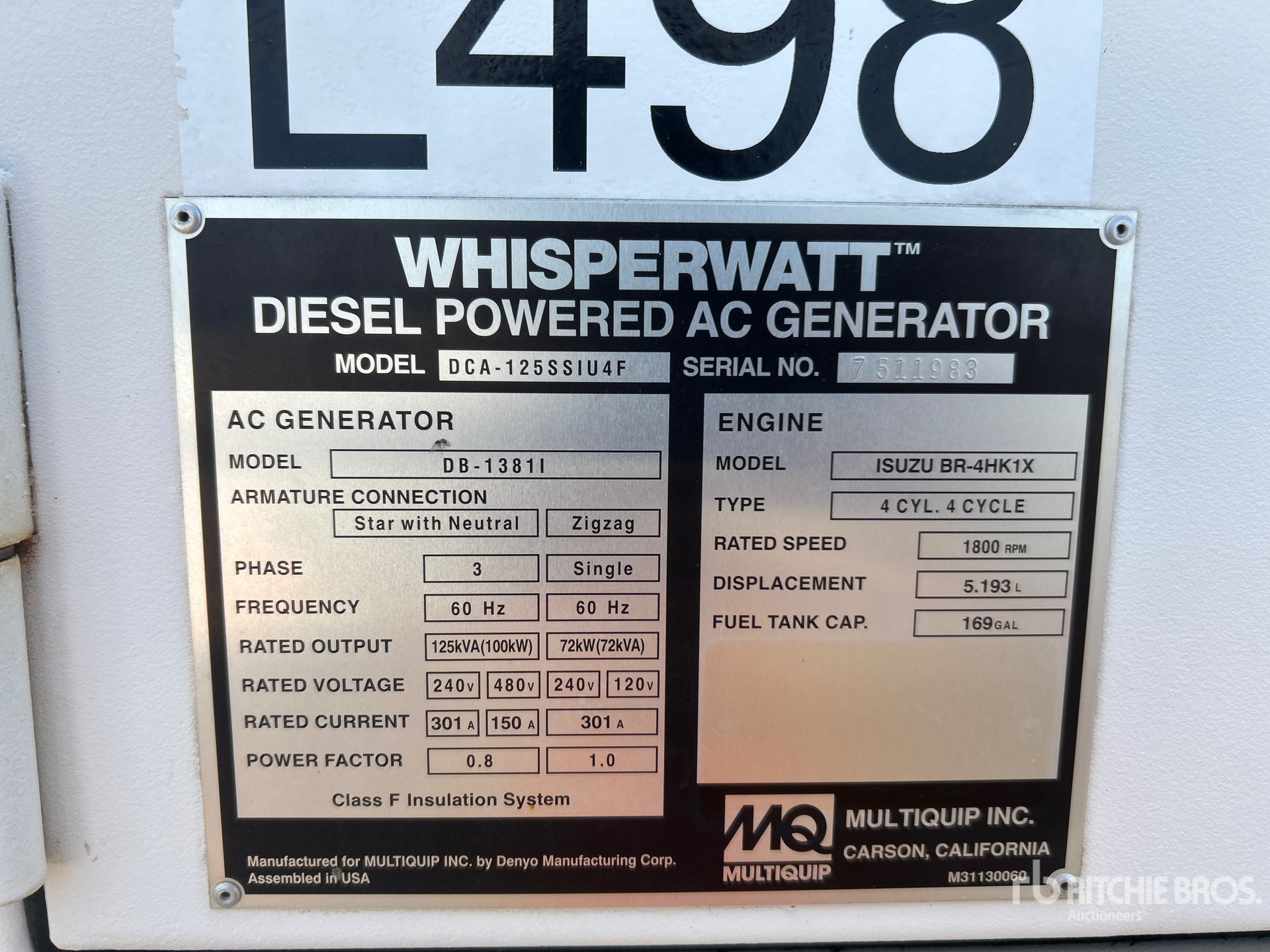 General Appearance with Serial Number / VIN