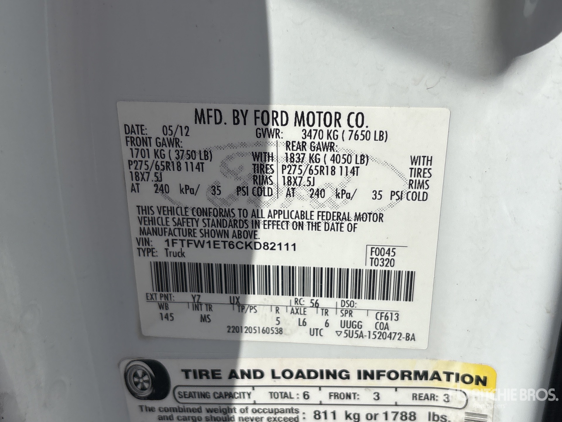 General Appearance with Serial Number / VIN