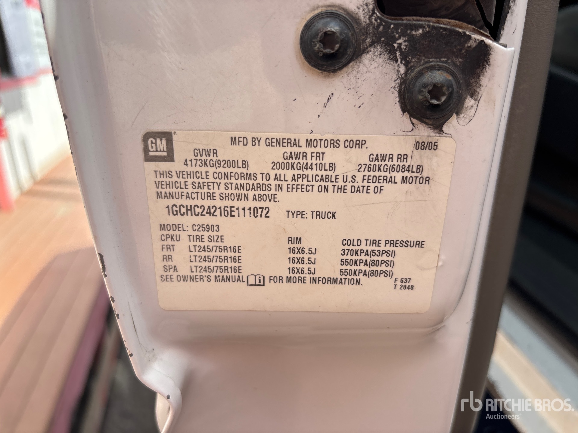 General Appearance with Serial Number / VIN