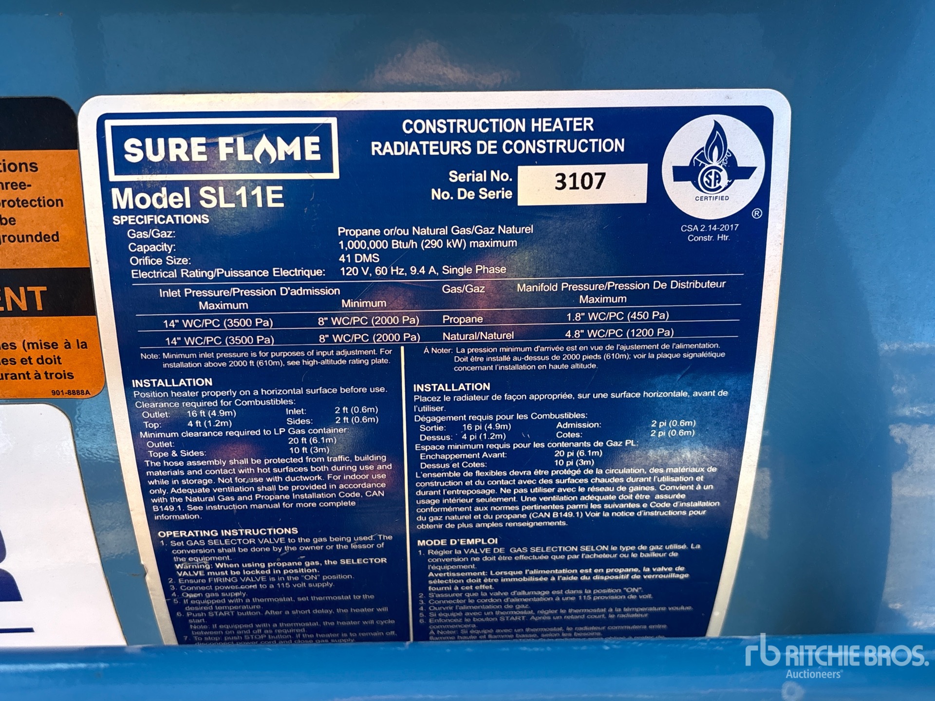 General Appearance with Serial Number / VIN