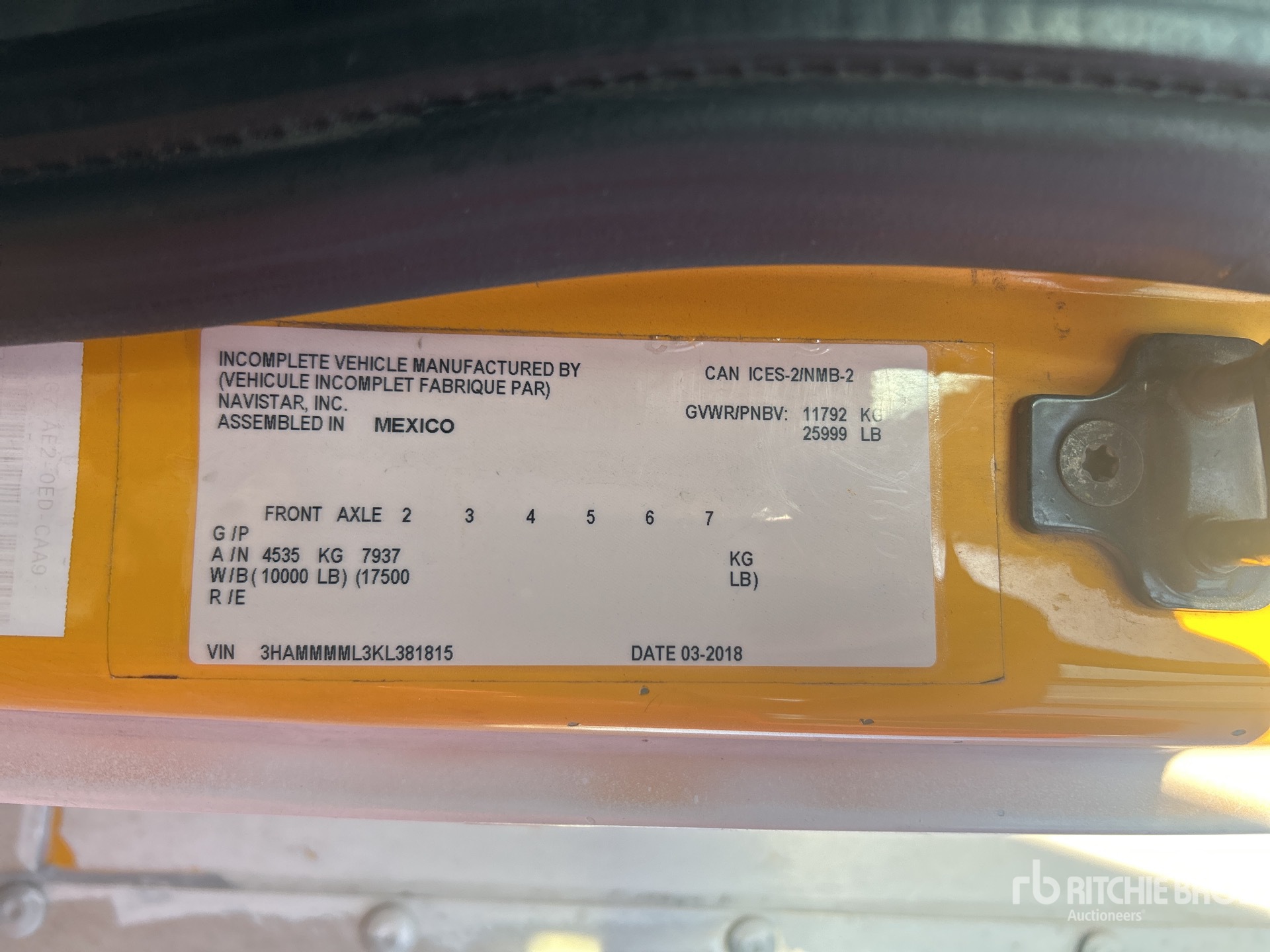 General Appearance with Serial Number / VIN