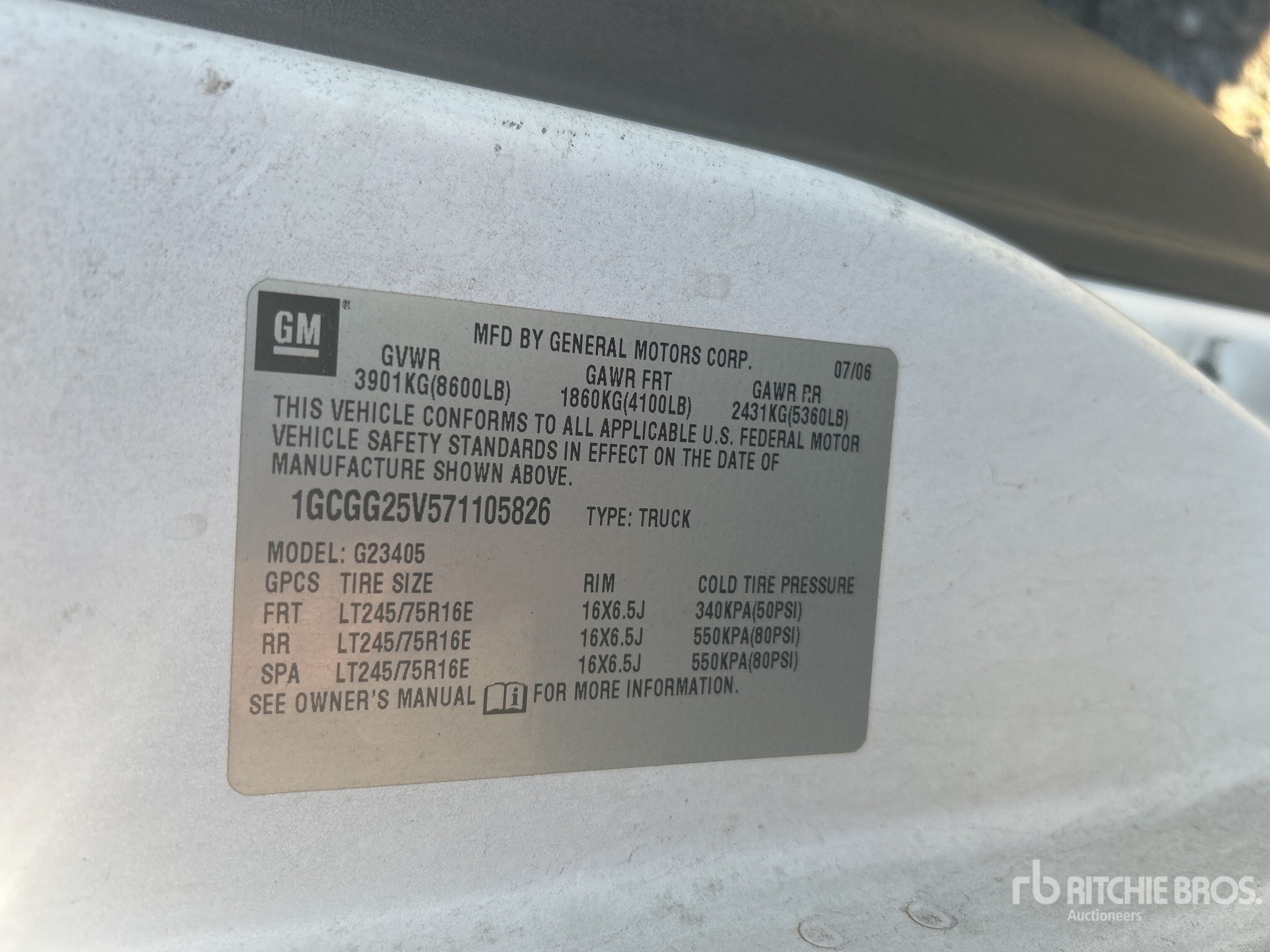 General Appearance with Serial Number / VIN