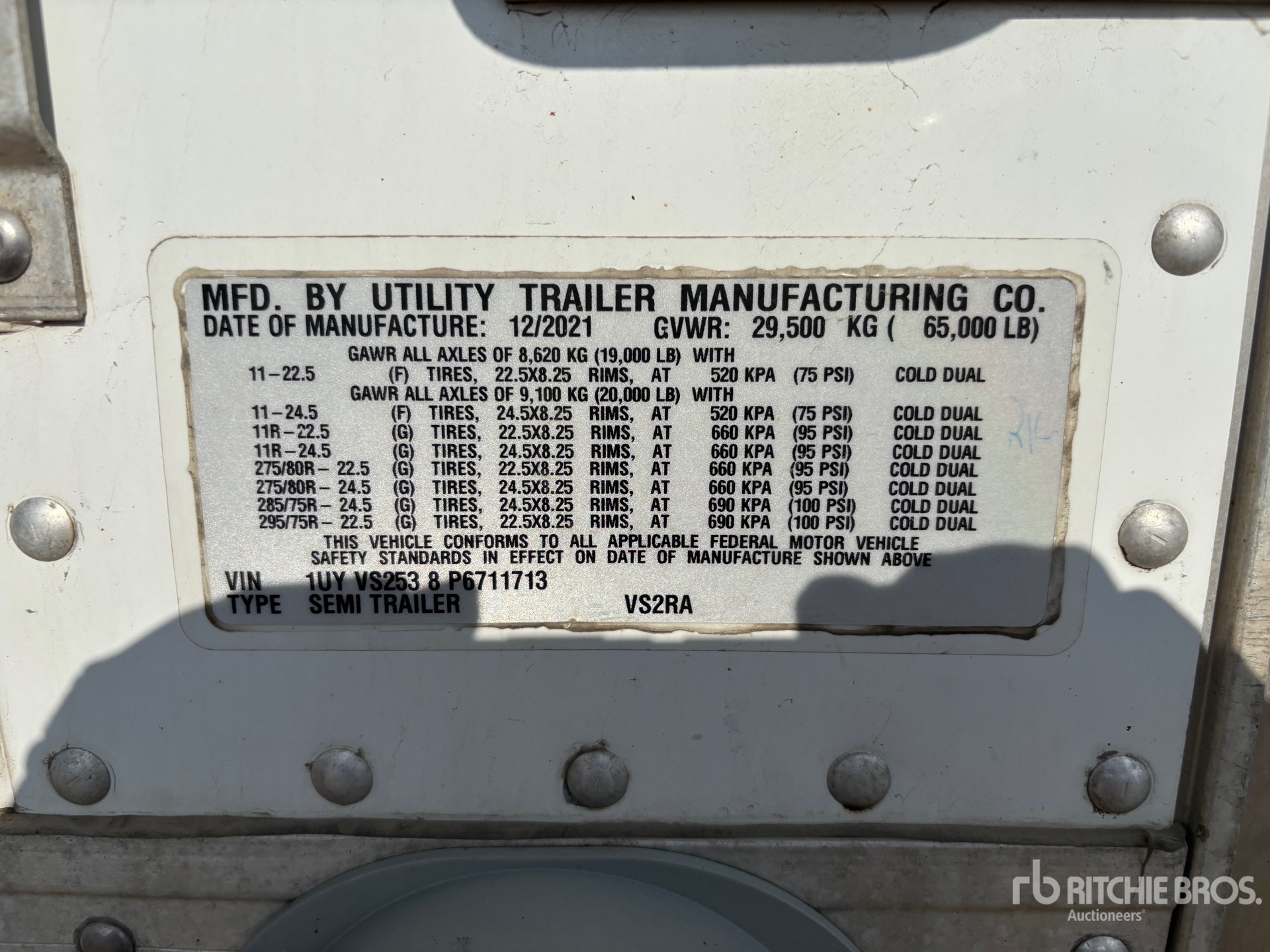General Appearance with Serial Number / VIN