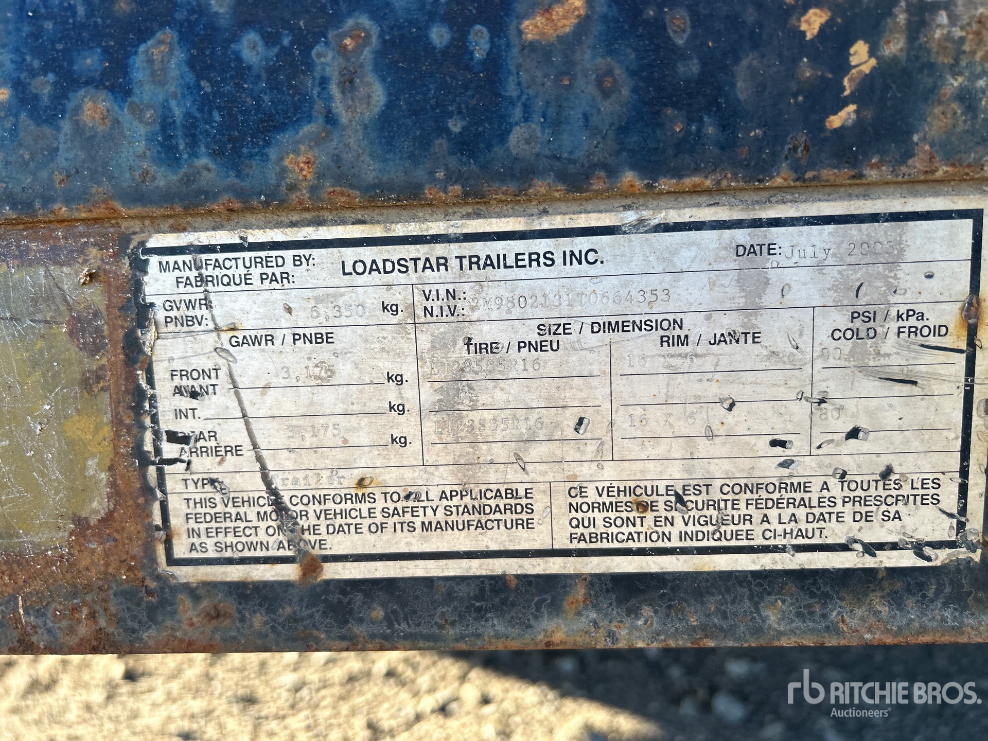 General Appearance with Serial Number / VIN