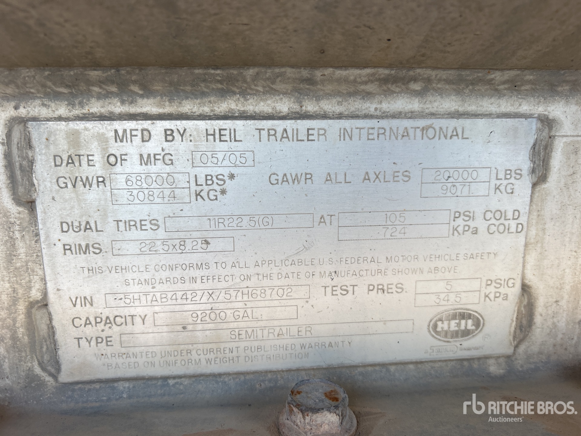 General Appearance with Serial Number / VIN