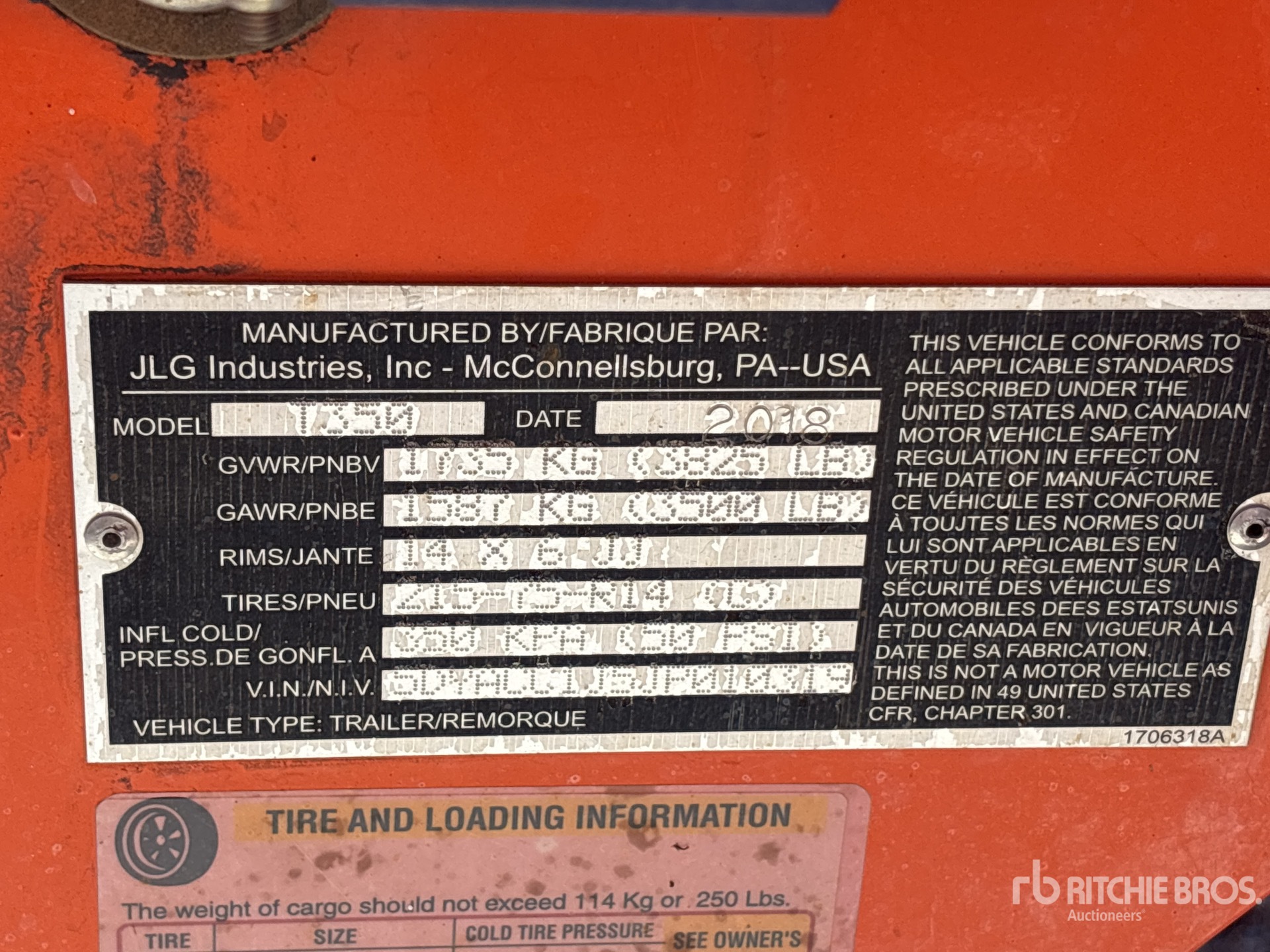 General Appearance with Serial Number / VIN