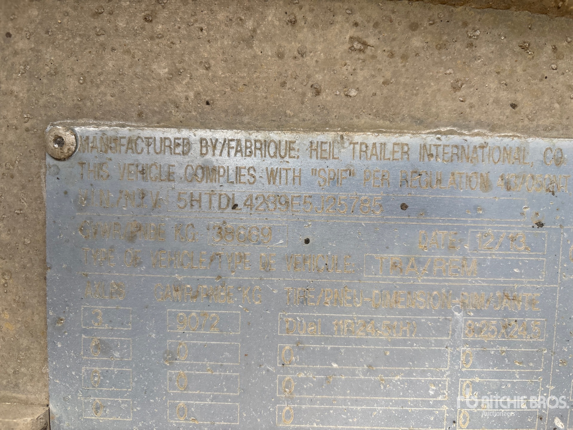 General Appearance with Serial Number / VIN