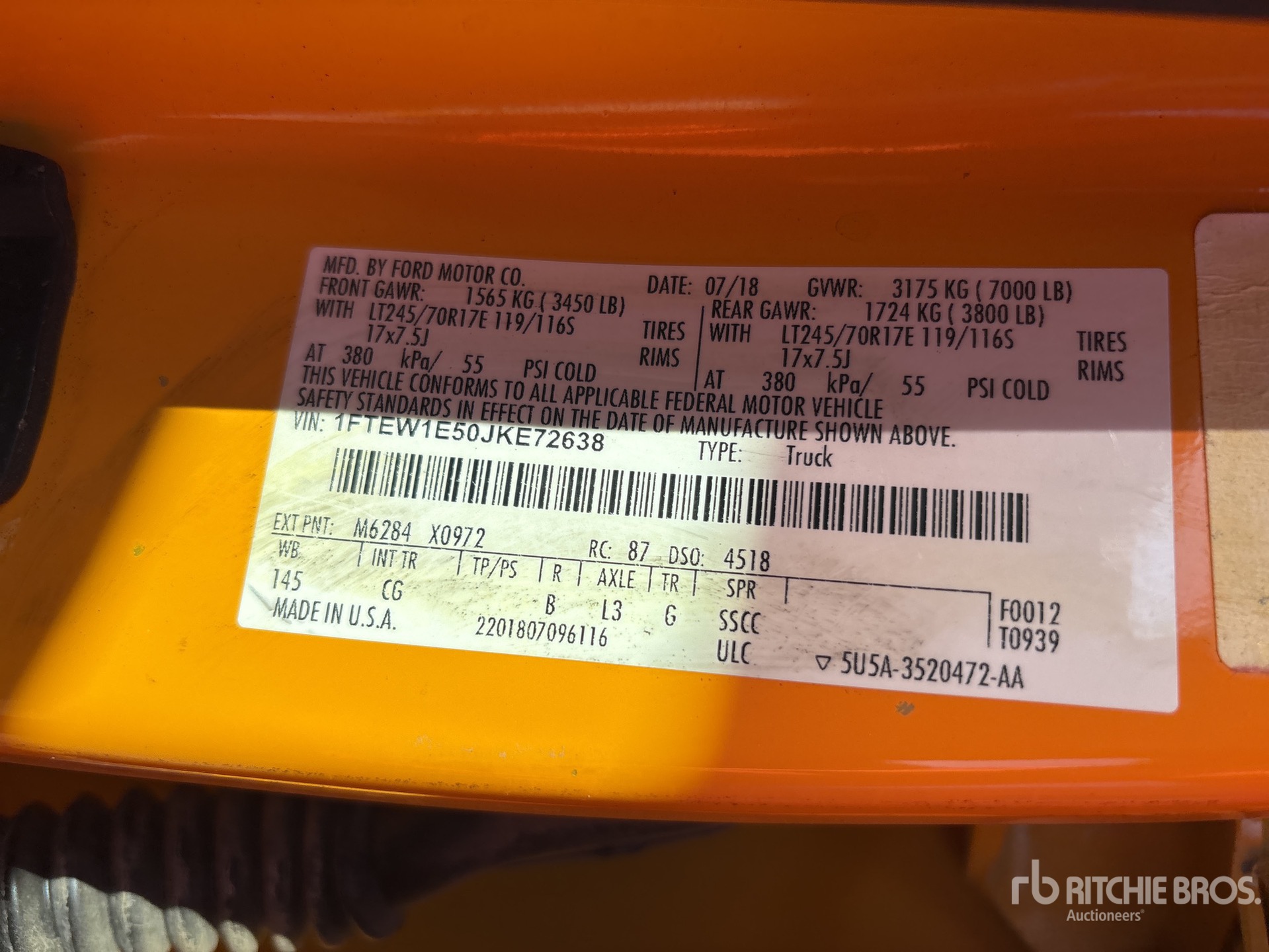 General Appearance with Serial Number / VIN