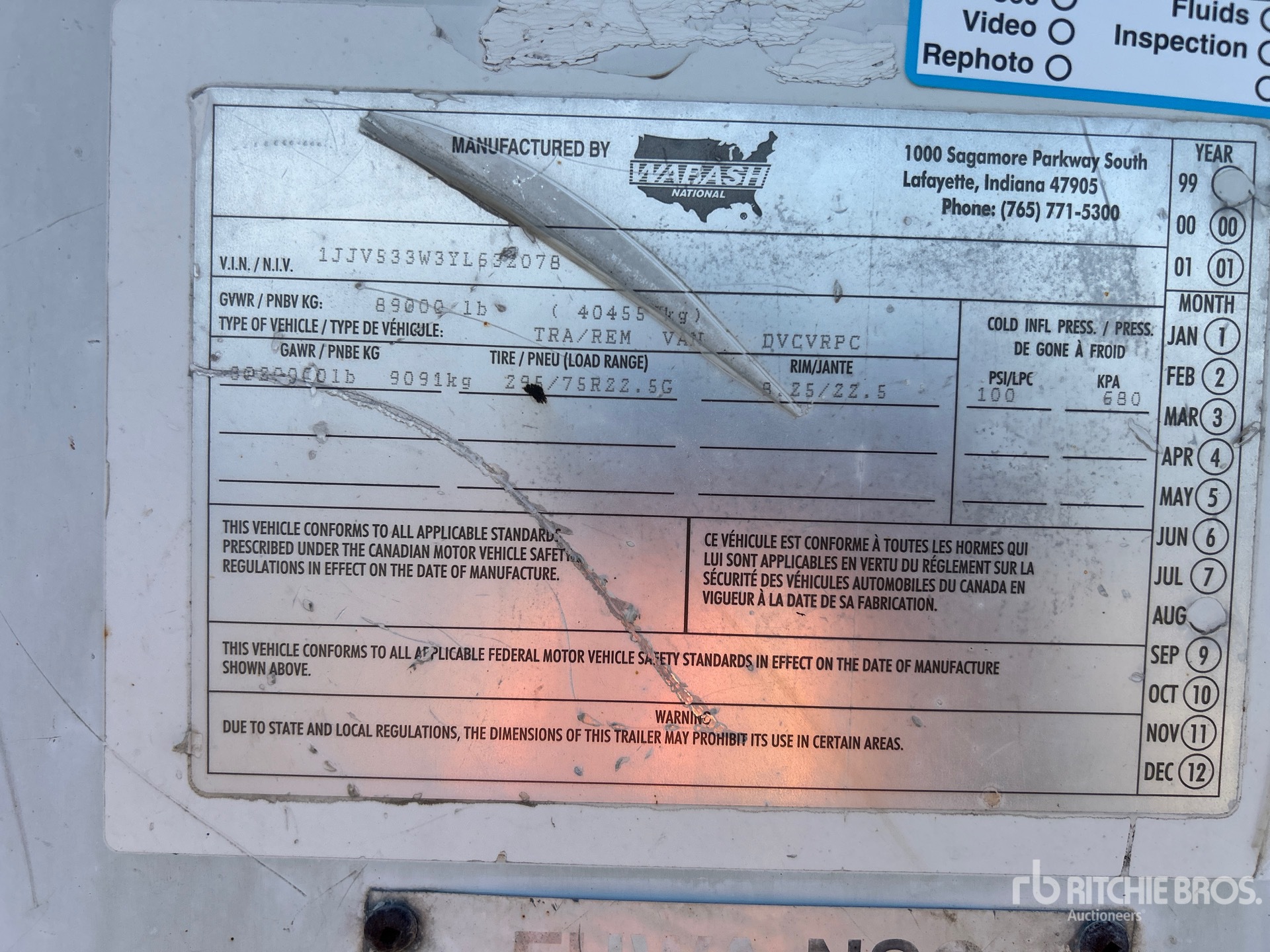 General Appearance with Serial Number / VIN