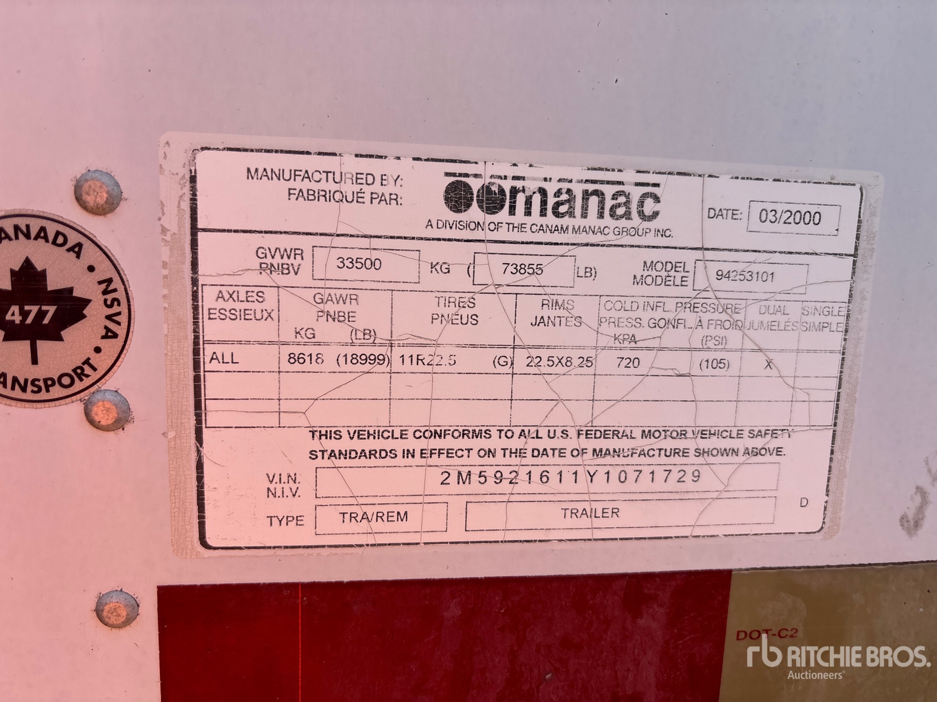 General Appearance with Serial Number / VIN