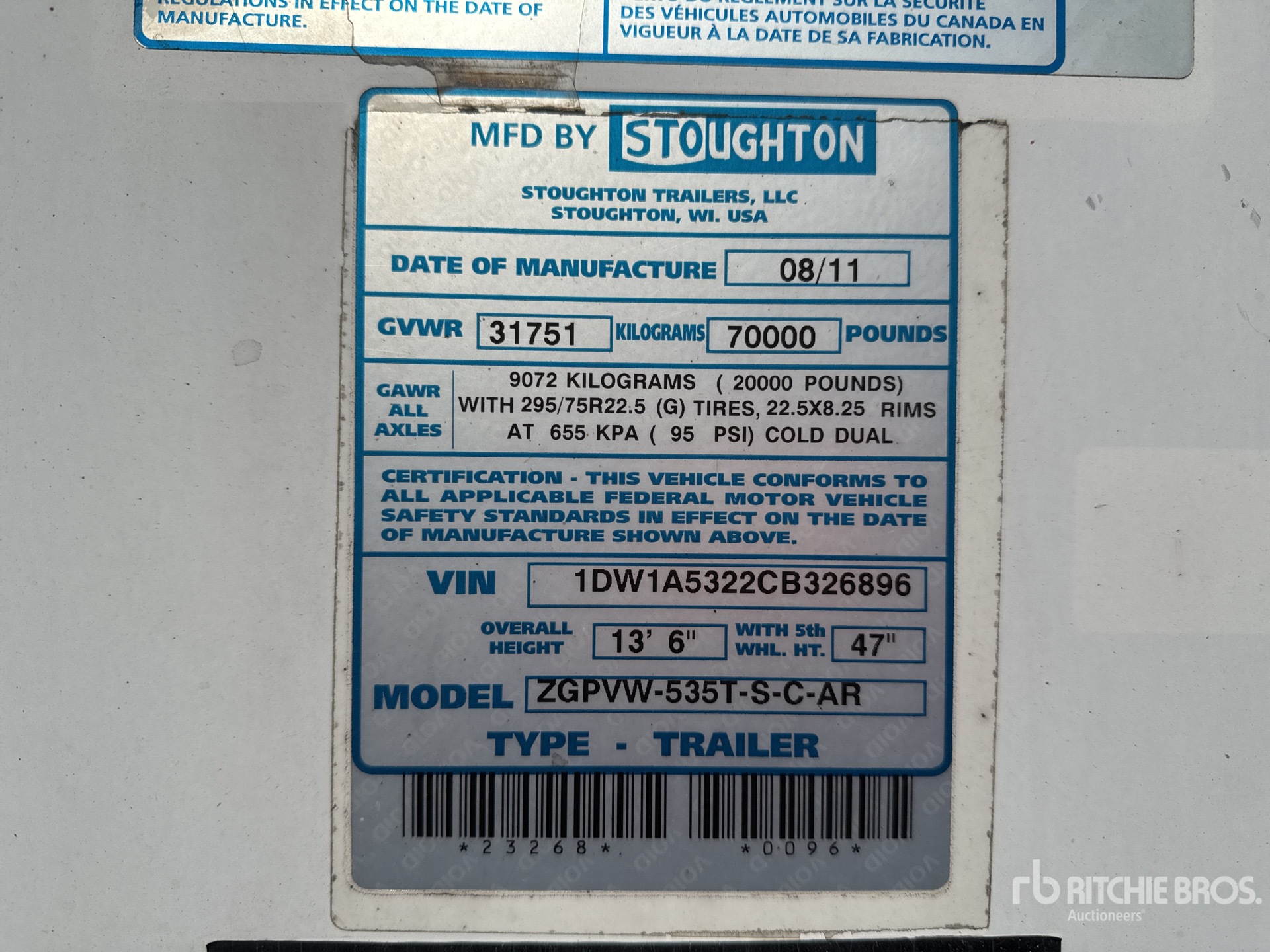 General Appearance with Serial Number / VIN