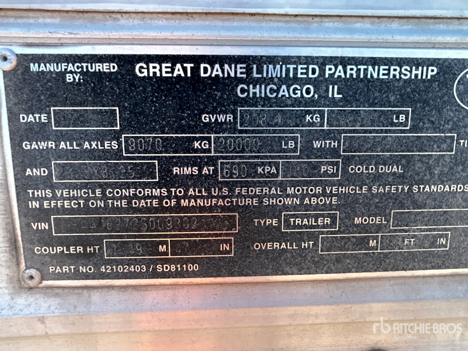 General Appearance with Serial Number / VIN