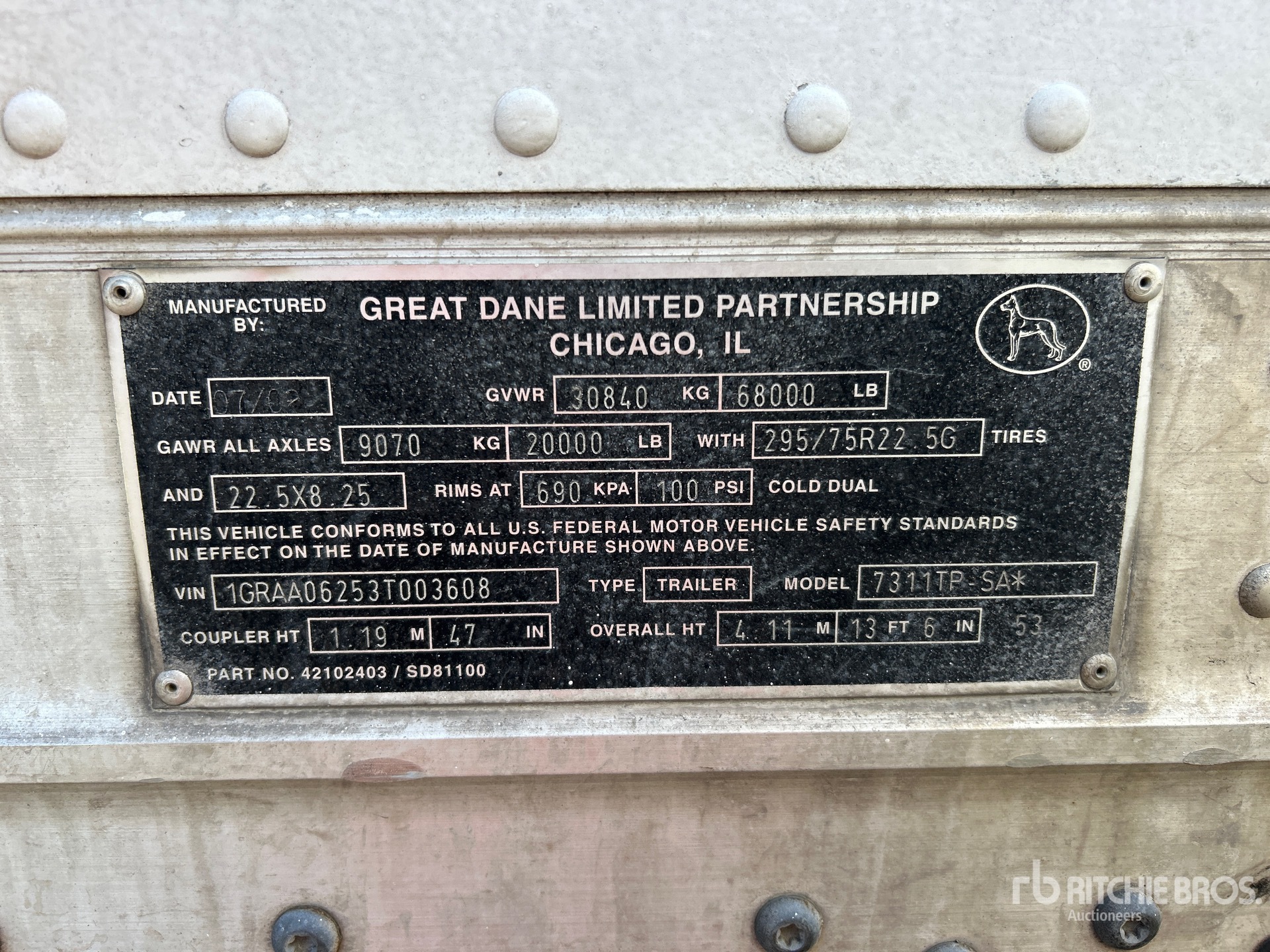 General Appearance with Serial Number / VIN