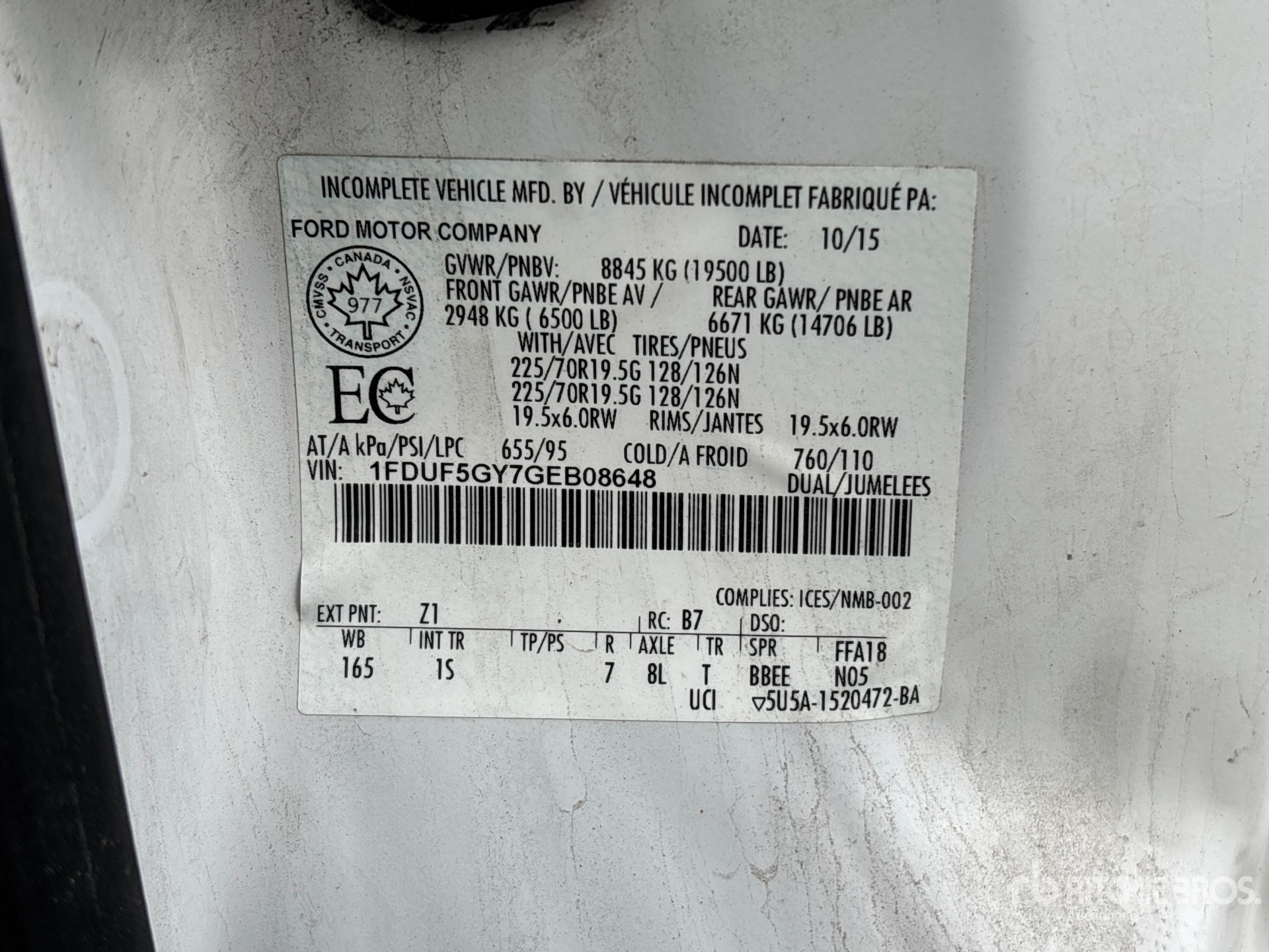 General Appearance with Serial Number / VIN