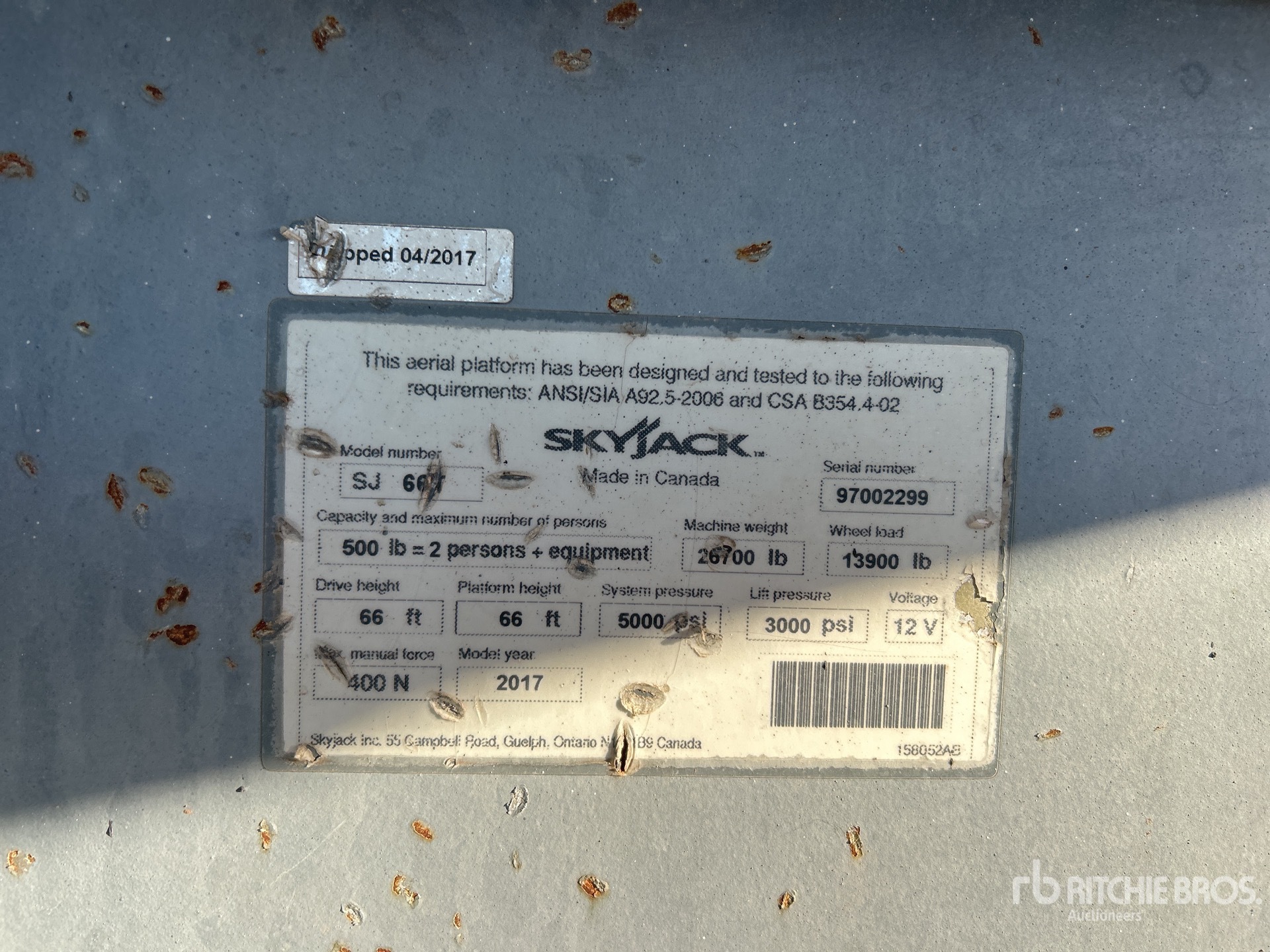 General Appearance with Serial Number / VIN
