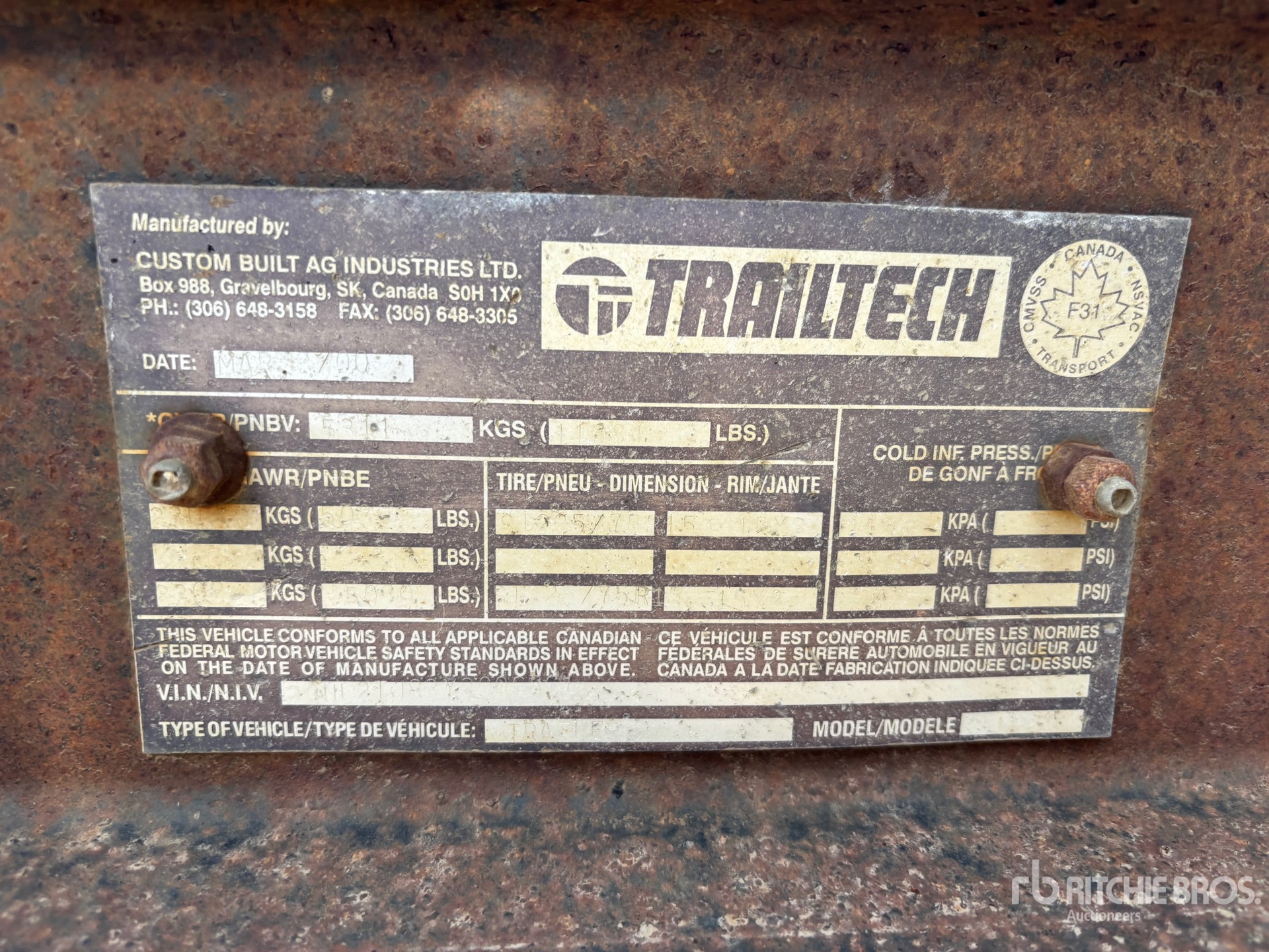 General Appearance with Serial Number / VIN