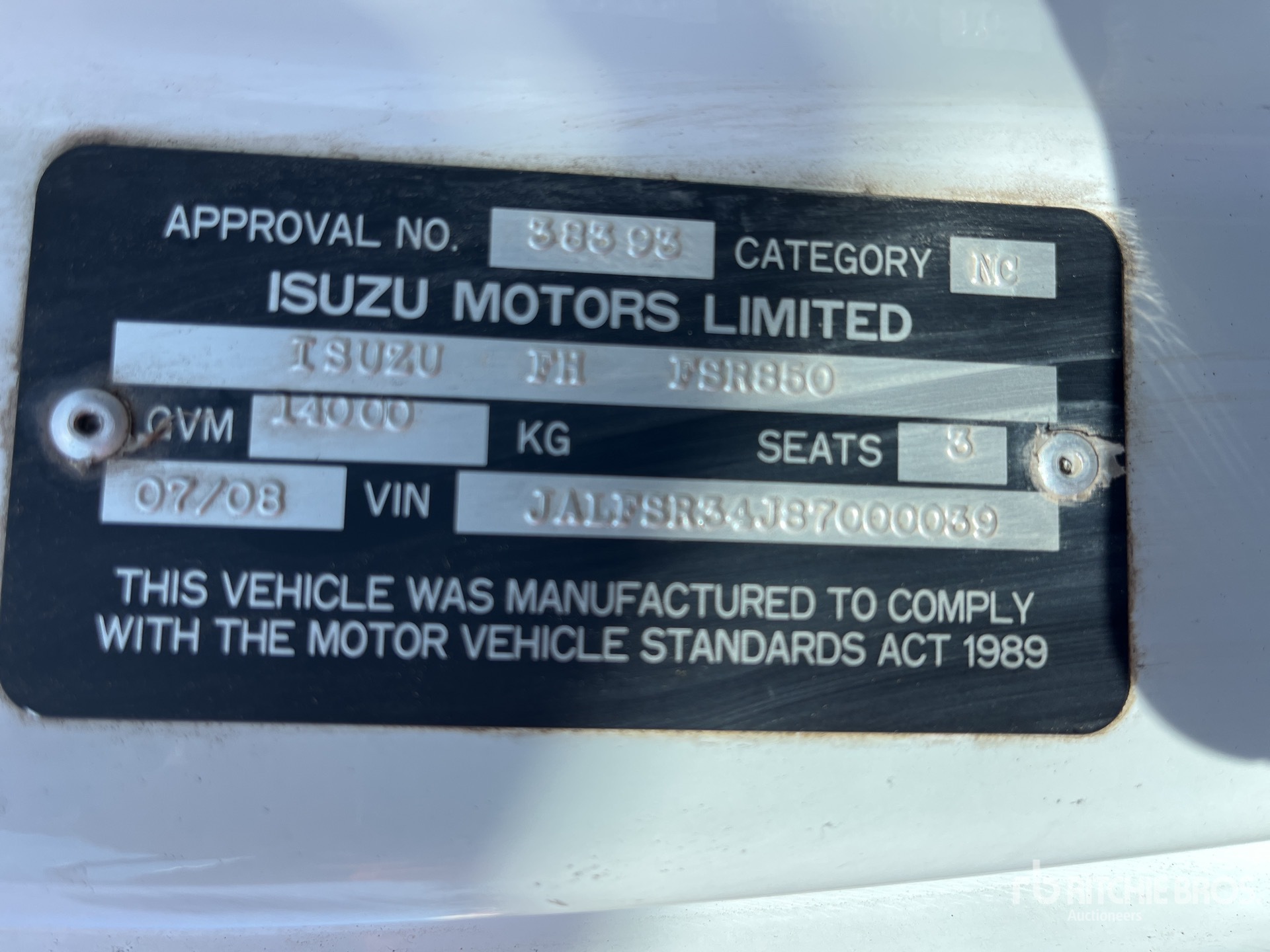 General Appearance with Serial Number / VIN