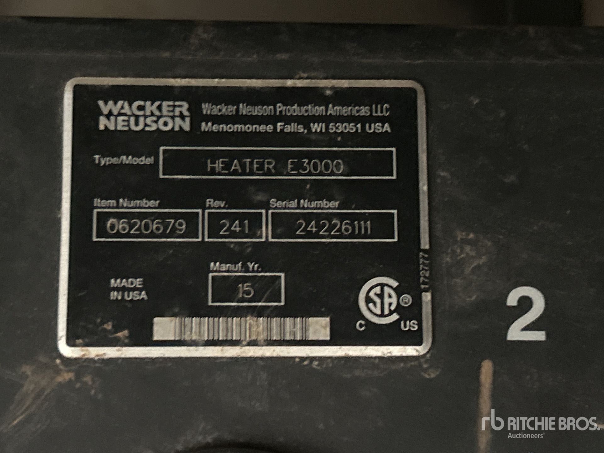 General Appearance with Serial Number / VIN
