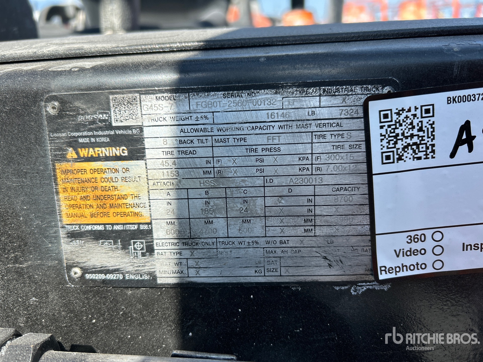 General Appearance with Serial Number / VIN