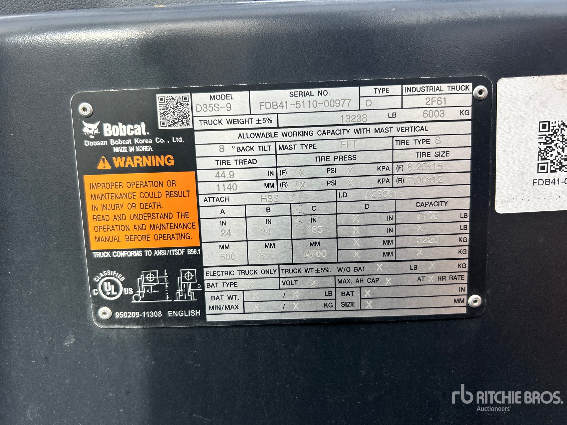 General Appearance with Serial Number / VIN
