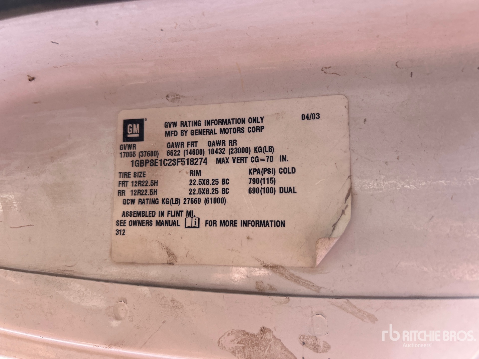 General Appearance with Serial Number / VIN