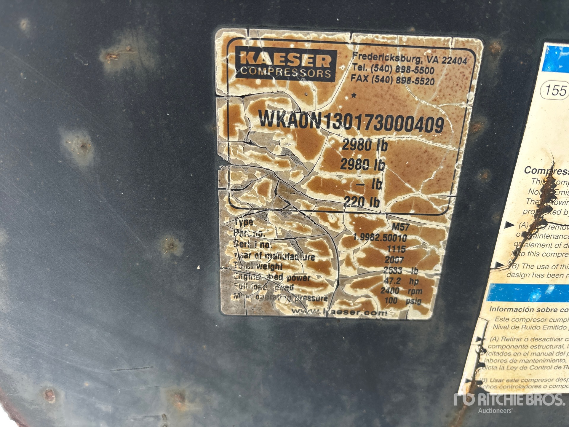 General Appearance with Serial Number / VIN