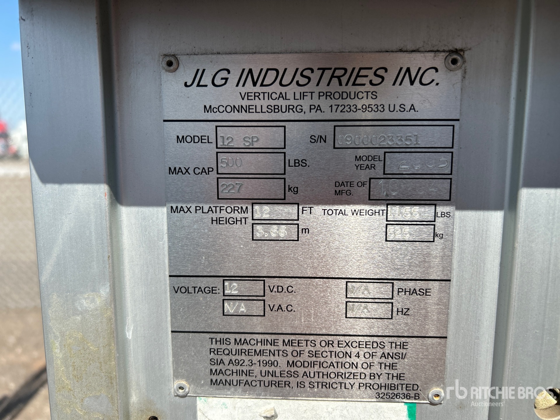 General Appearance with Serial Number / VIN