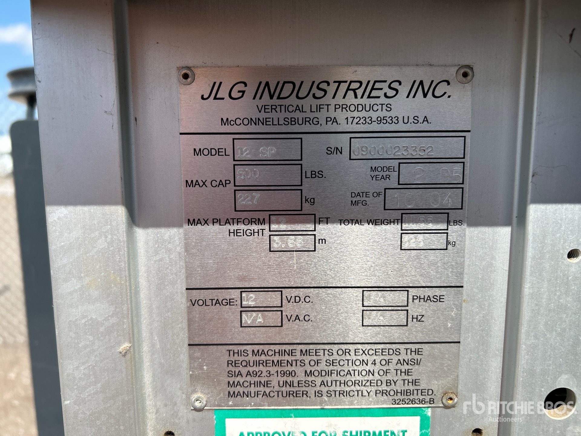 General Appearance with Serial Number / VIN