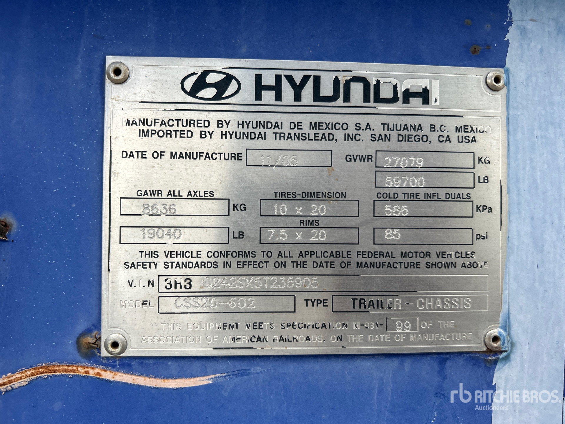 General Appearance with Serial Number / VIN