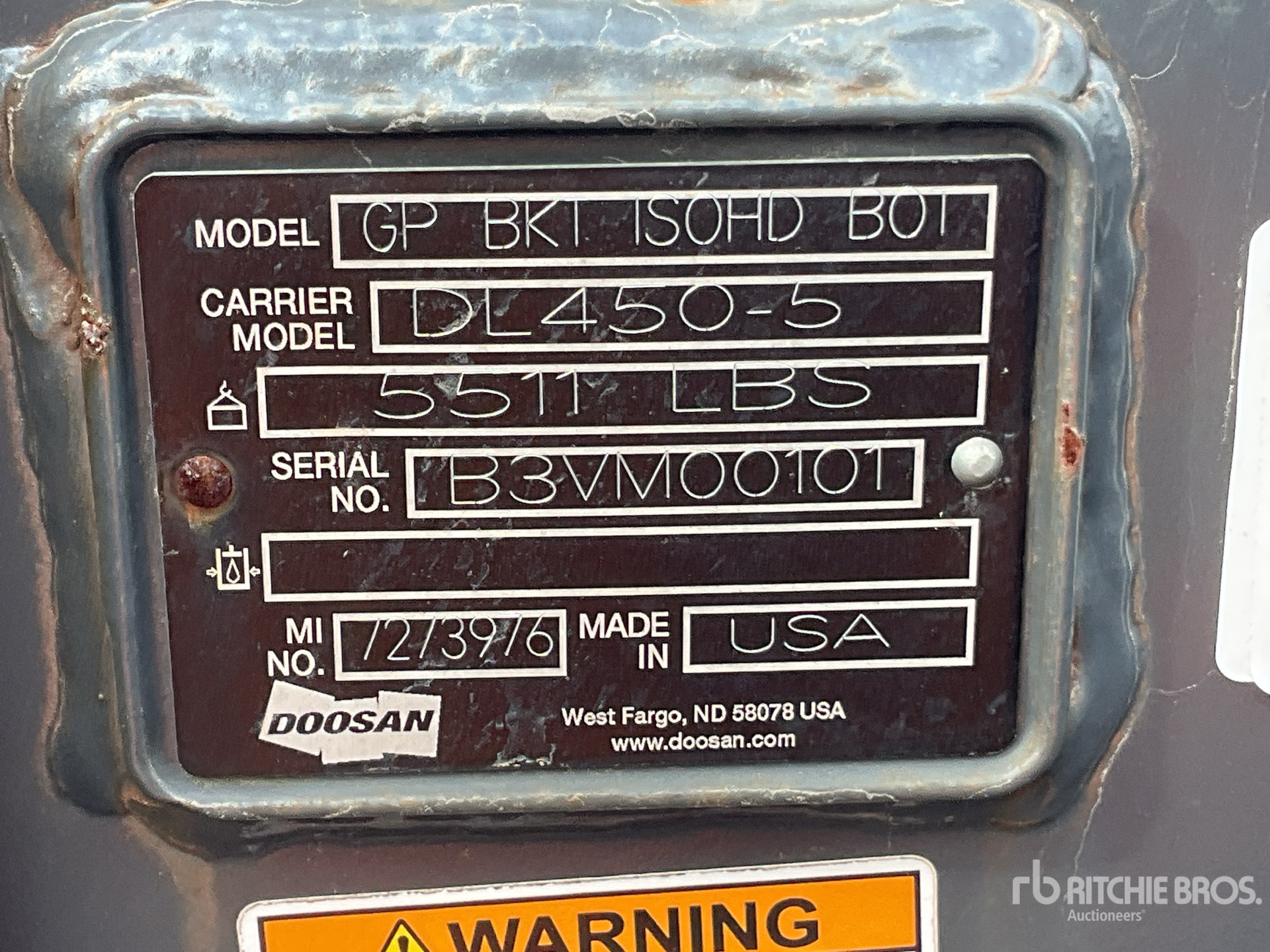 General Appearance with Serial Number / VIN