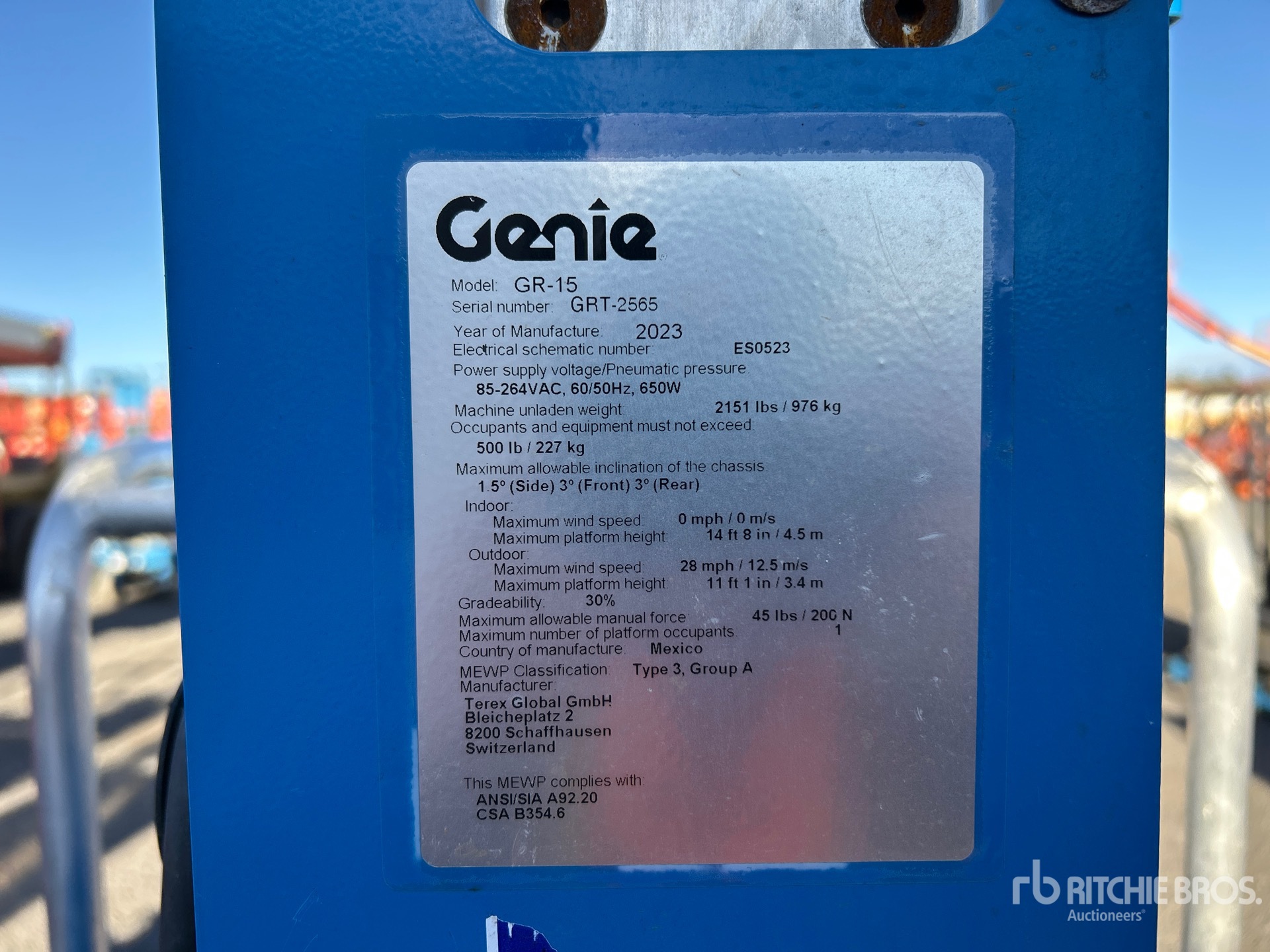 General Appearance with Serial Number / VIN