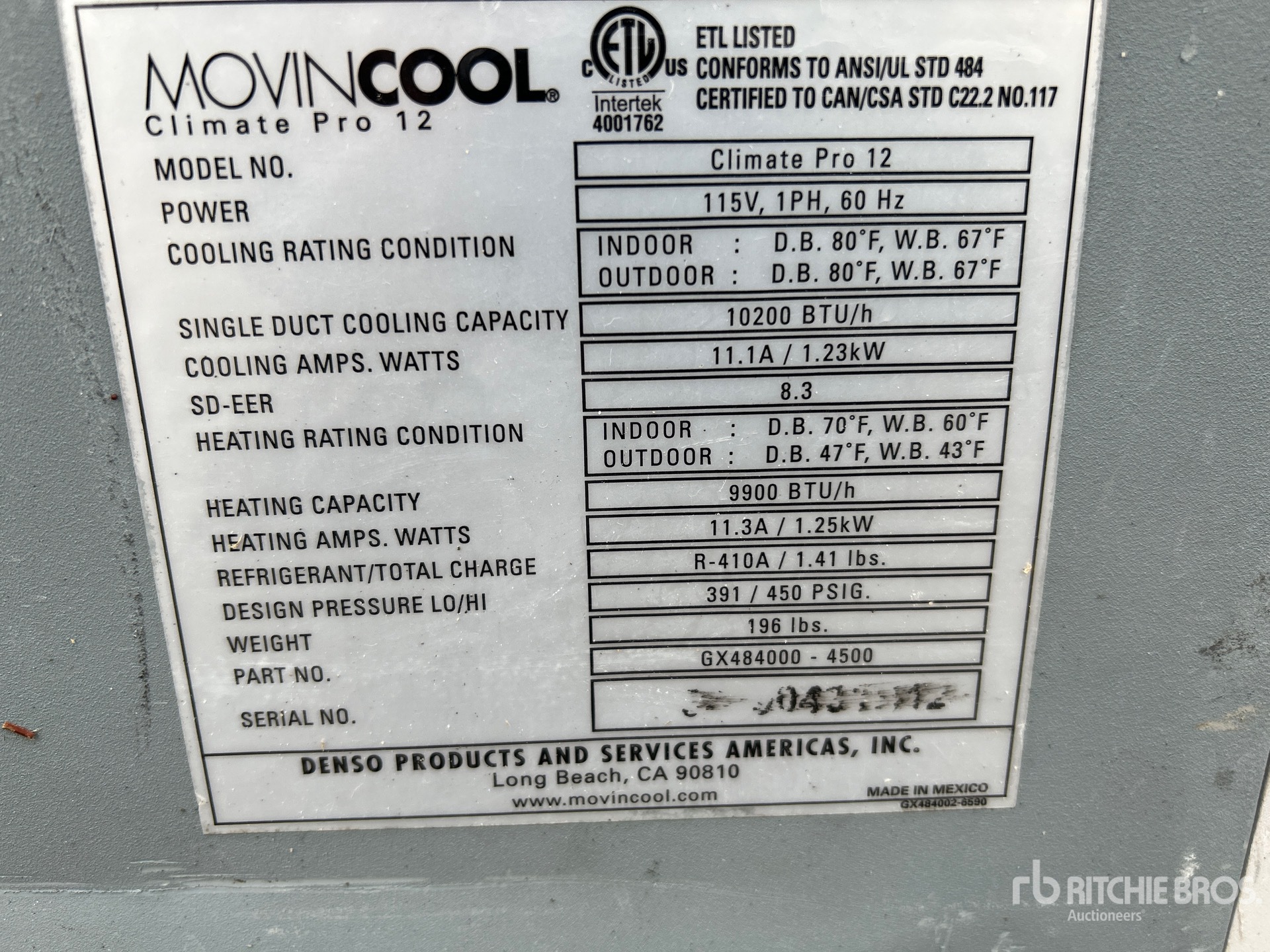 General Appearance with Serial Number / VIN