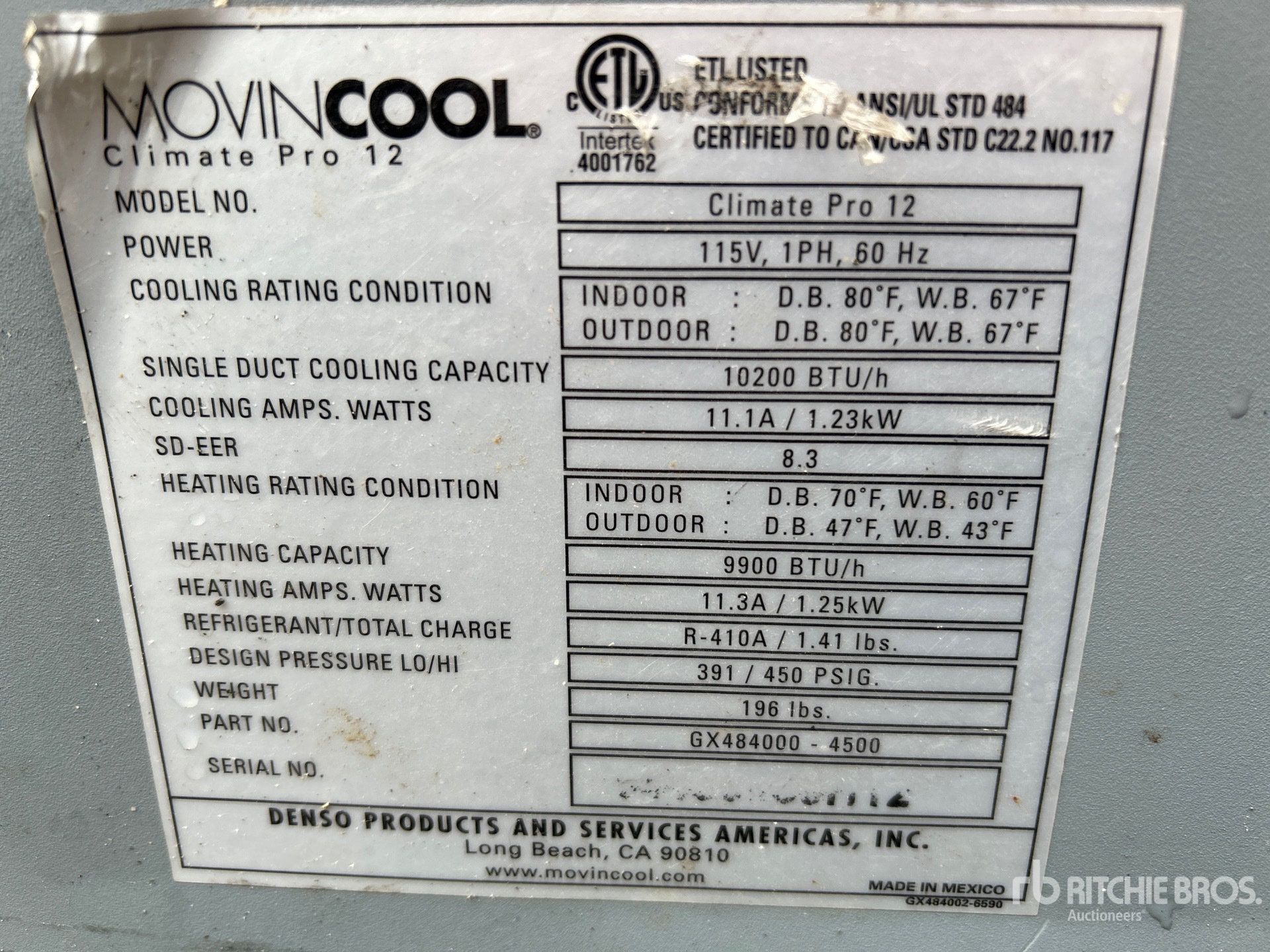 General Appearance with Serial Number / VIN