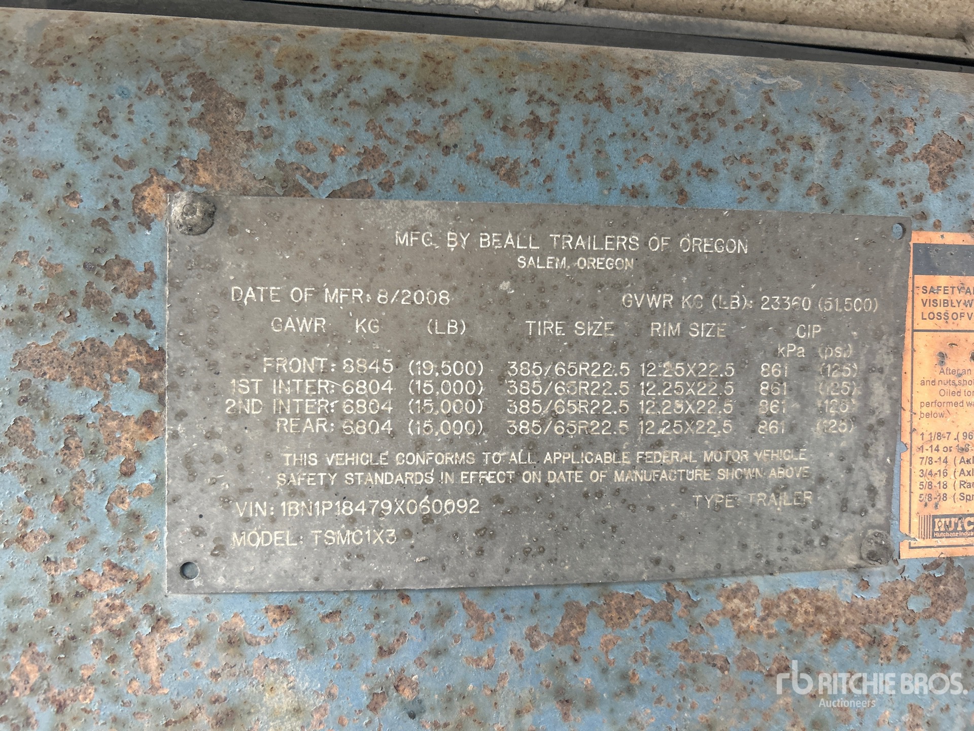 General Appearance with Serial Number / VIN