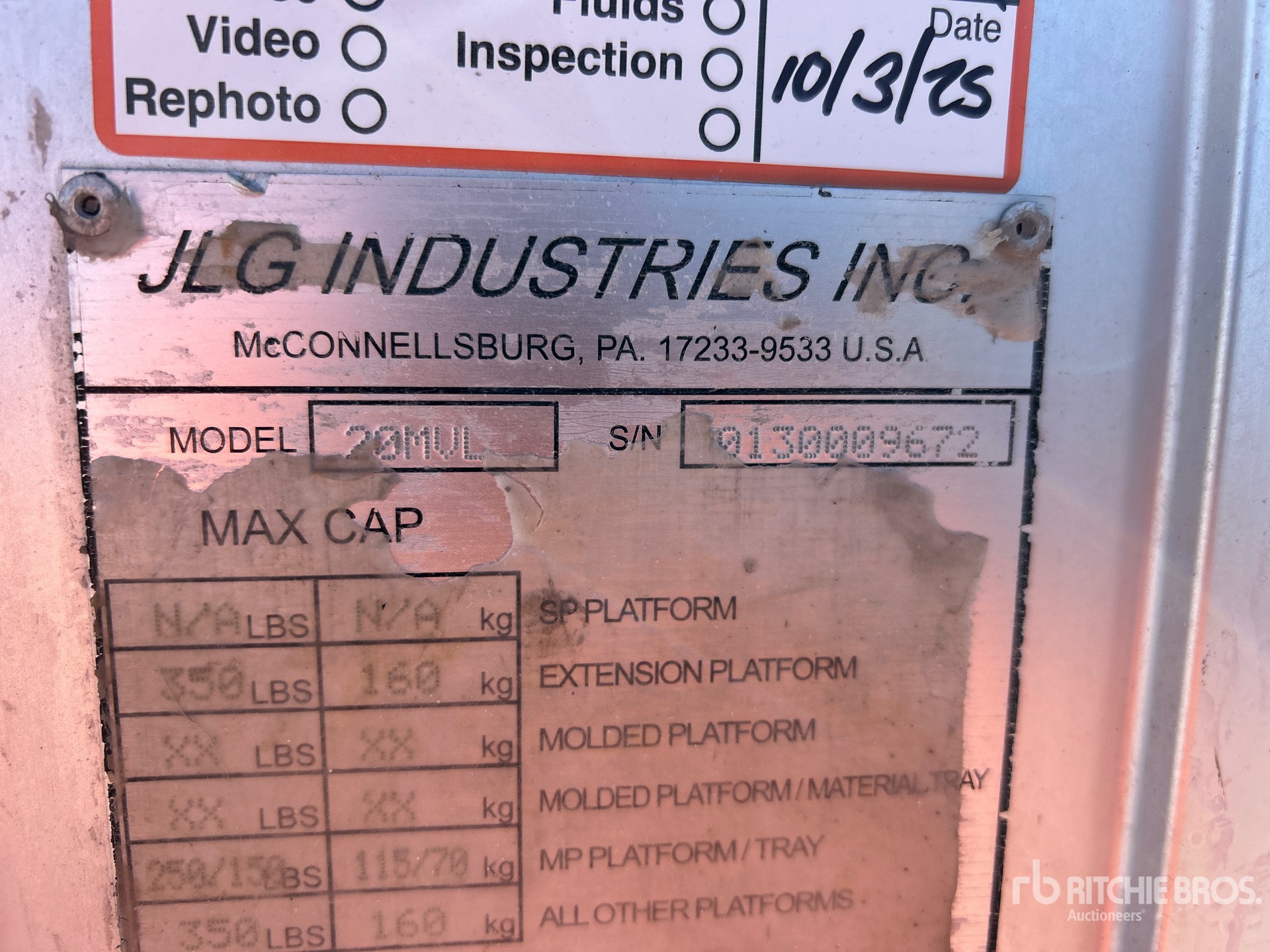 General Appearance with Serial Number / VIN