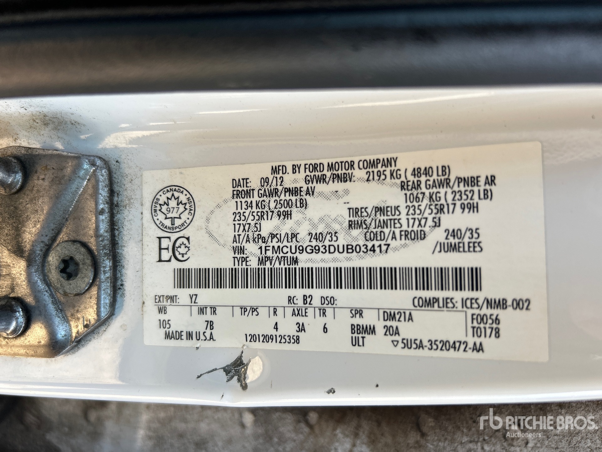 General Appearance with Serial Number / VIN